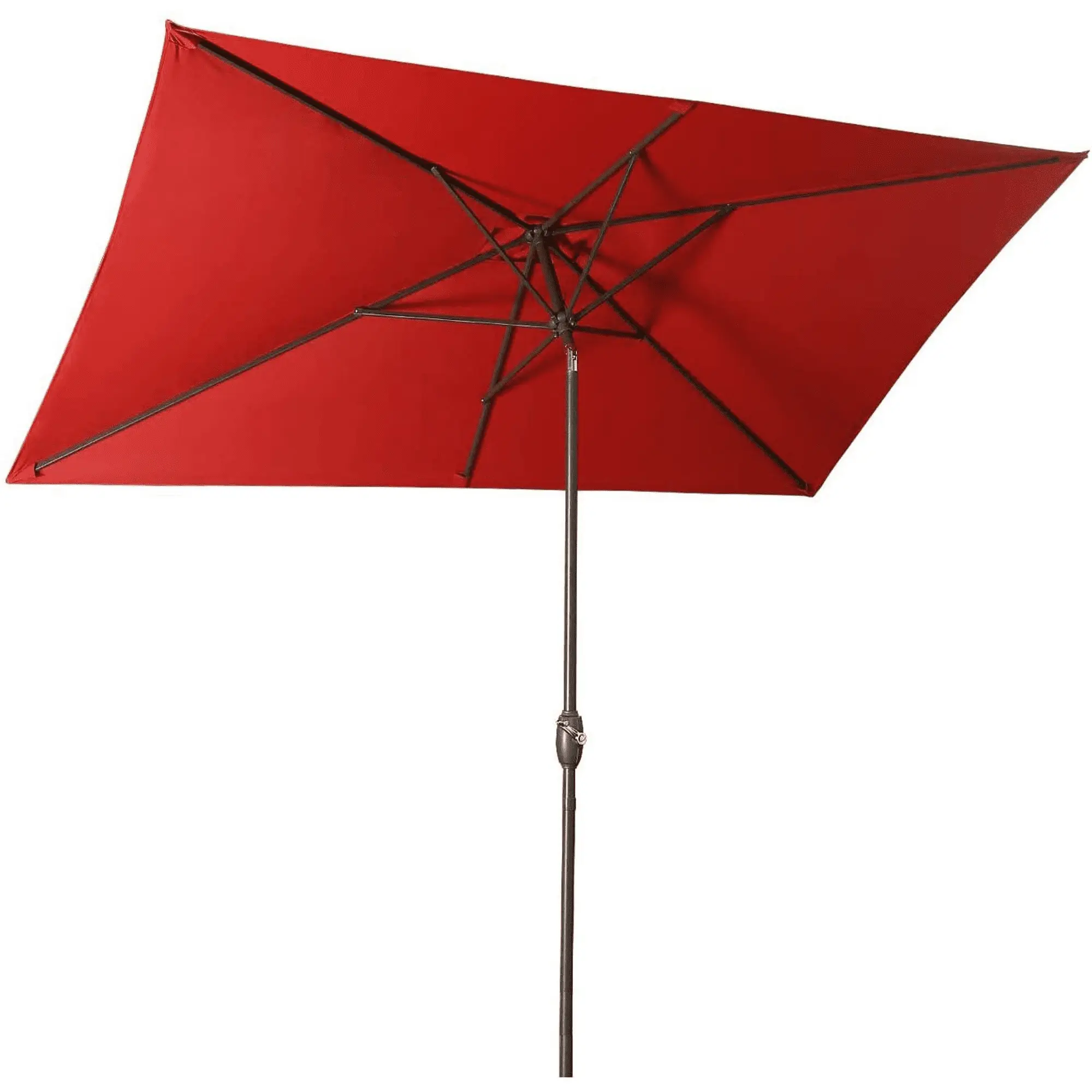 6.5 x 10ft Rectangular Patio Umbrella. Outdoor Beach Umbrella with Crank and 6 Sturdy Ribs. Market Umbrella Sunshade Canopy for Garden. Yard. Deck. Lawn. Pool - Red