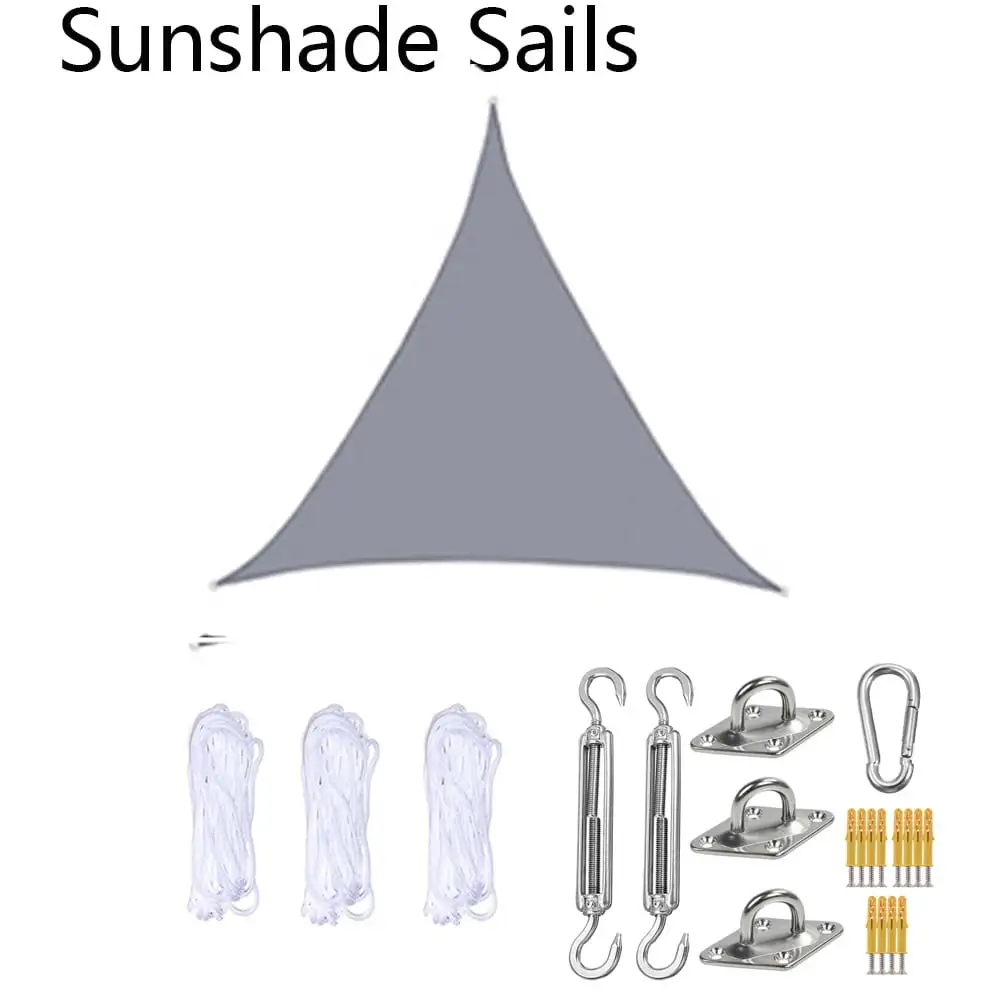 6.56??6.56??6.56ft Sun Shade Sail Triangle Canopy with Hardware Kit?C UV Block Outdoor Patio Garden