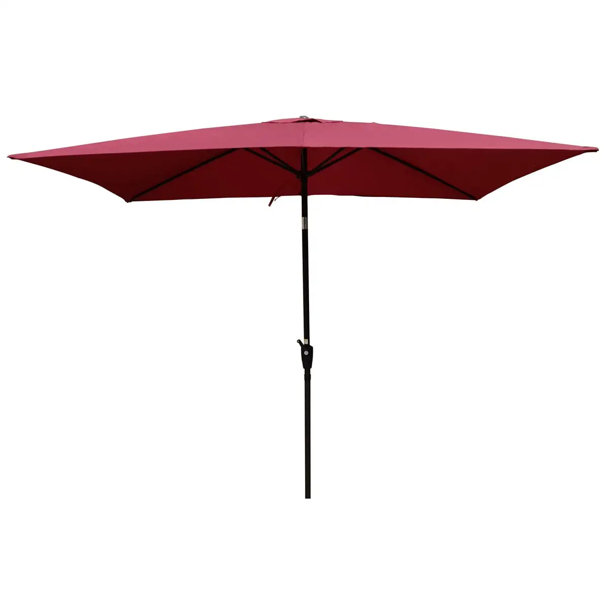 6*9ft Patio Umbrella. Waterproof Umbrella with Crank & Push Button Tilt without Flap. Table Outdoor Patio Umbrella with 6 Heavy Duty Square Ribs. Rectangle Market Umbrellas for Garden. Burgundy