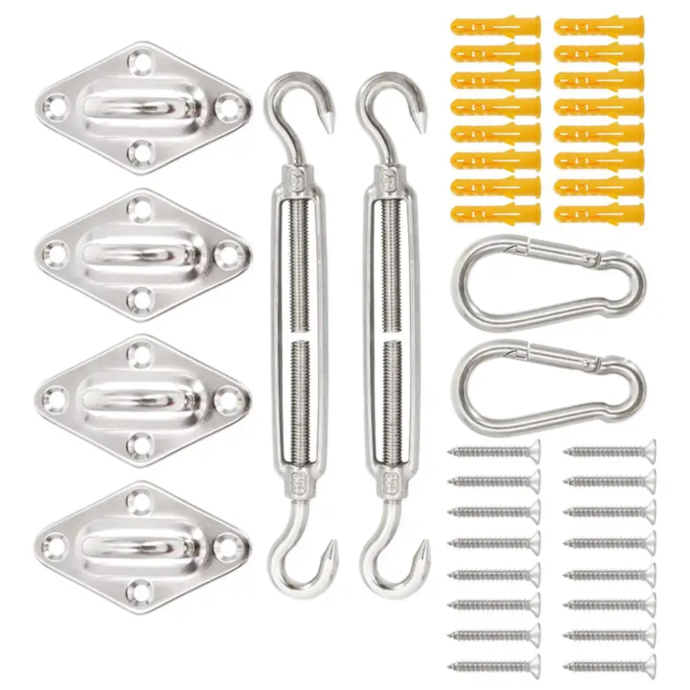 6 MM 40 Pcs Stainless Steel Shade Sail Hardware Kit Triangle Rectangle Sun Shad