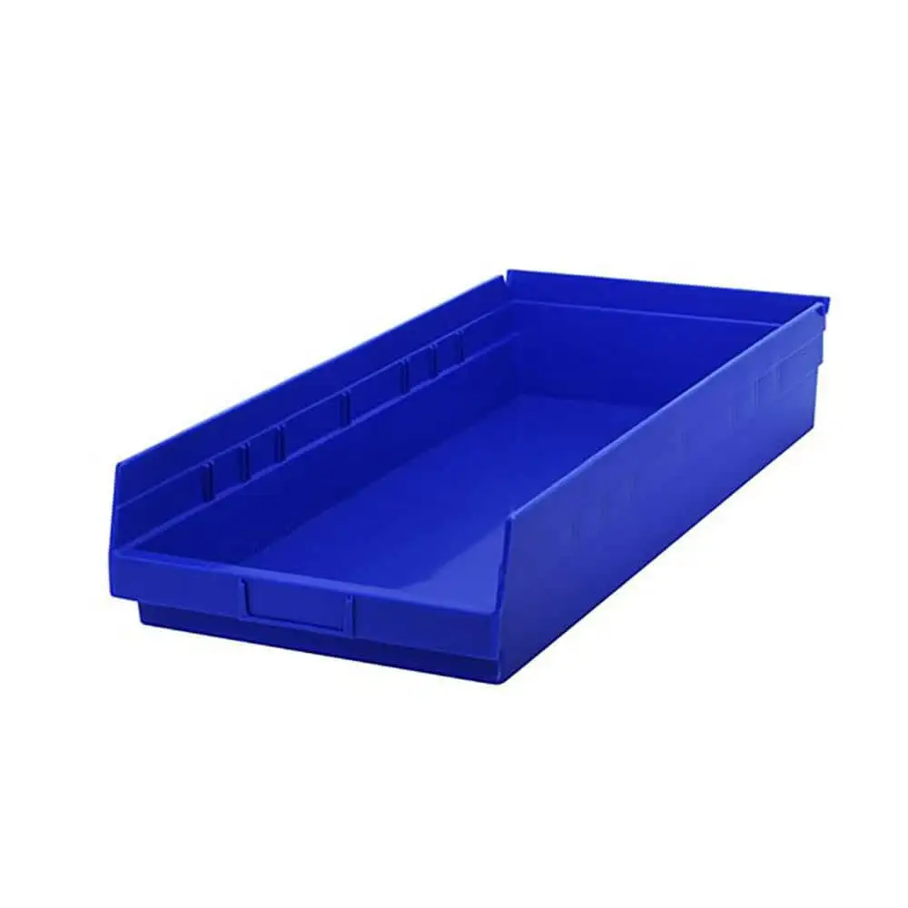 6 Pack Quantum Storage QSB116 Blue Economy Shelf Bins: 11-1/8 Wide x 23-5/8 Deep x 4 High