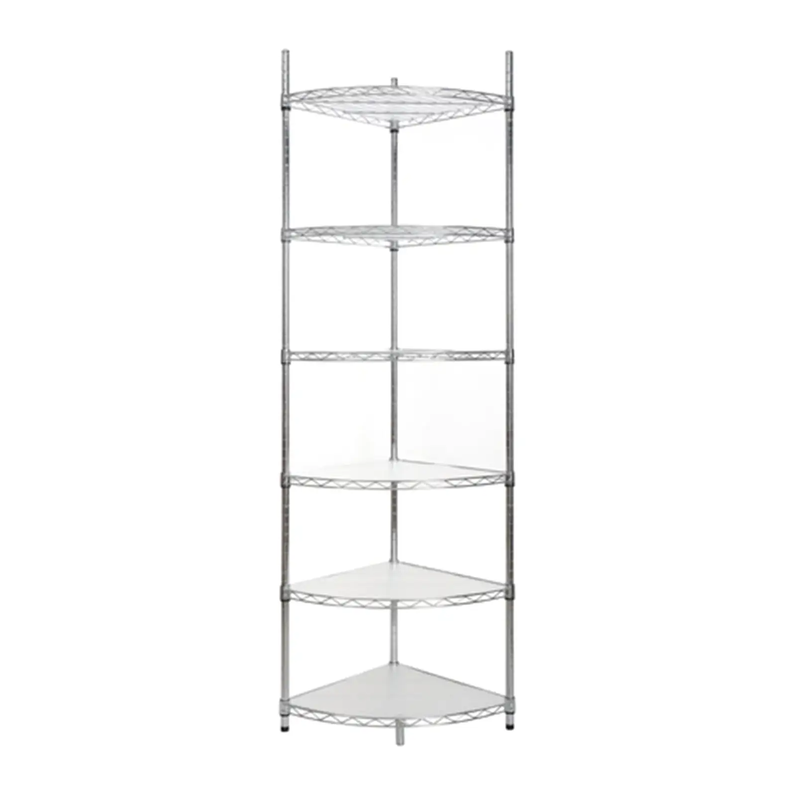 6 Tier Corner Storage Shelves. Wire Shelving Unit. Adjustable Metal Heavy Duty Free Standing Corner Storage Display Chrome Rack for Laundry Bathroom Kitchen Pantry Closet. Chrome