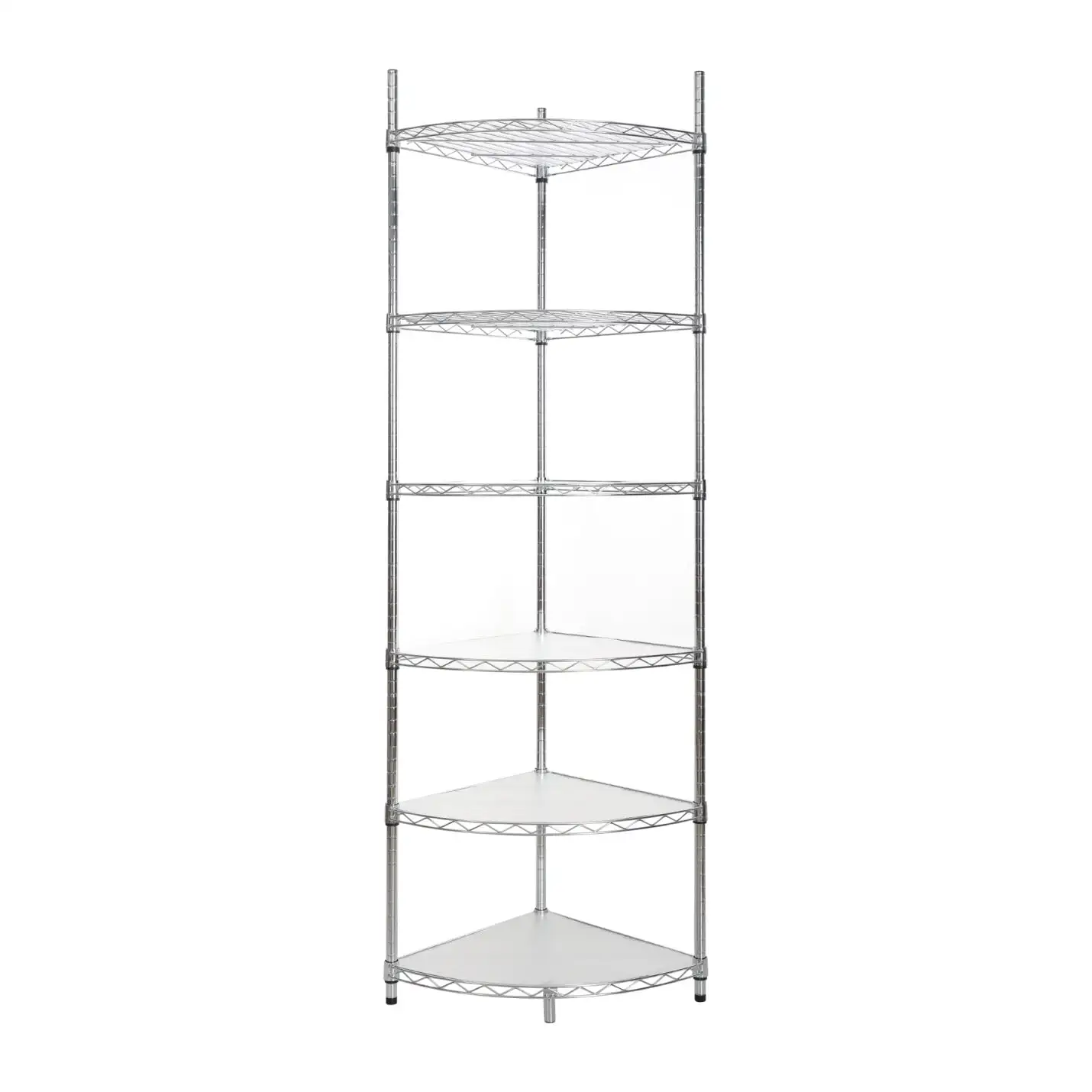 6 Tier Metal Heavy Duty Storage Shelf. Adjustable Corner Wire Shelf Rack. Freestanding Utility Rack for Bathroom Living Room Kitchen Garage. Chrome