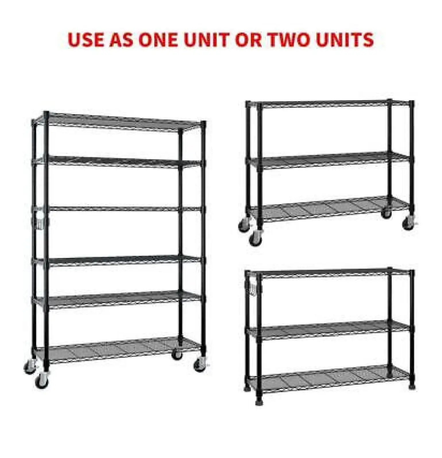 6-Tier Storage Shelf Shelving Unit Rolling Shelves Heavy Duty Metal Rack 82''H