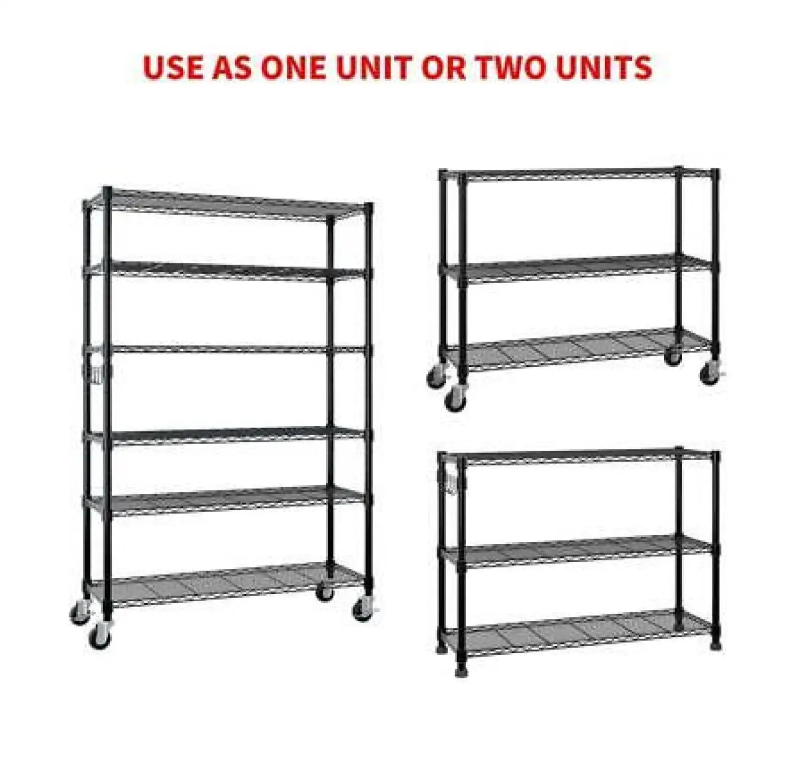 6-Tier Storage Shelf Shelving Unit Rolling Shelves Heavy Duty Metal Rack 82''H