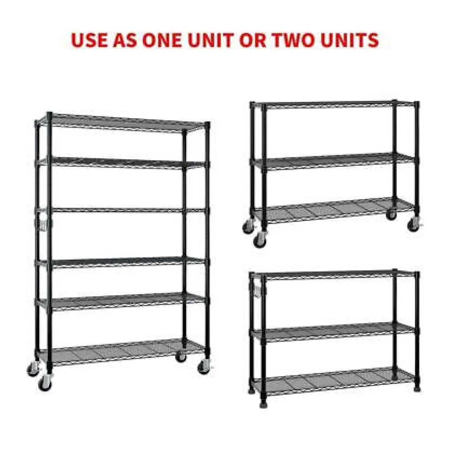 6-Tier Storage Shelf Shelving Unit Rolling Shelves Heavy Duty Metal Rack 82''H