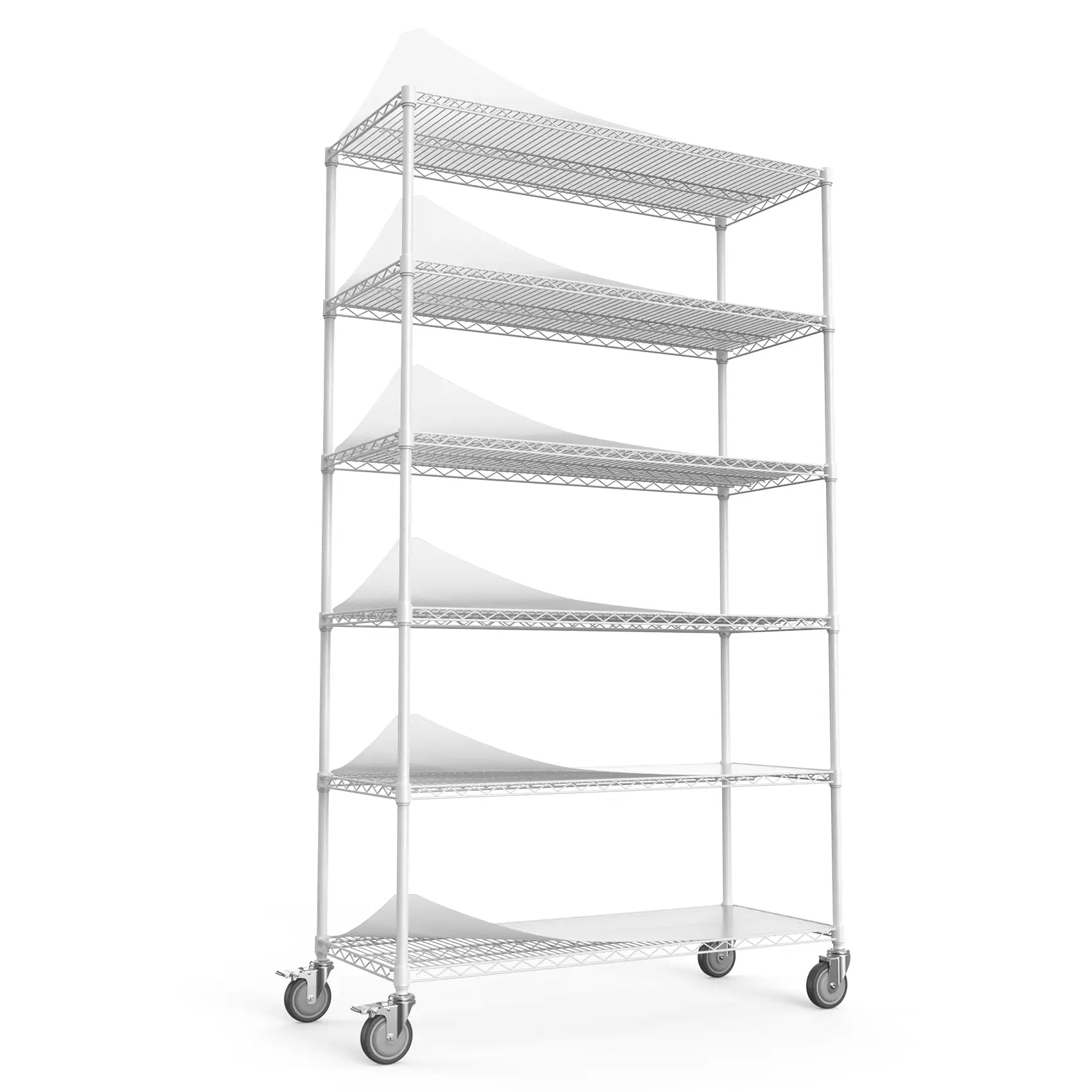 6 Tier Wire Shelving Unit. 6000 LBS NSF Height Adjustable Metal Garage Storage Shelves with Wheels. Heavy Duty Storage Wire Rack Metal Shelves - White - 204882