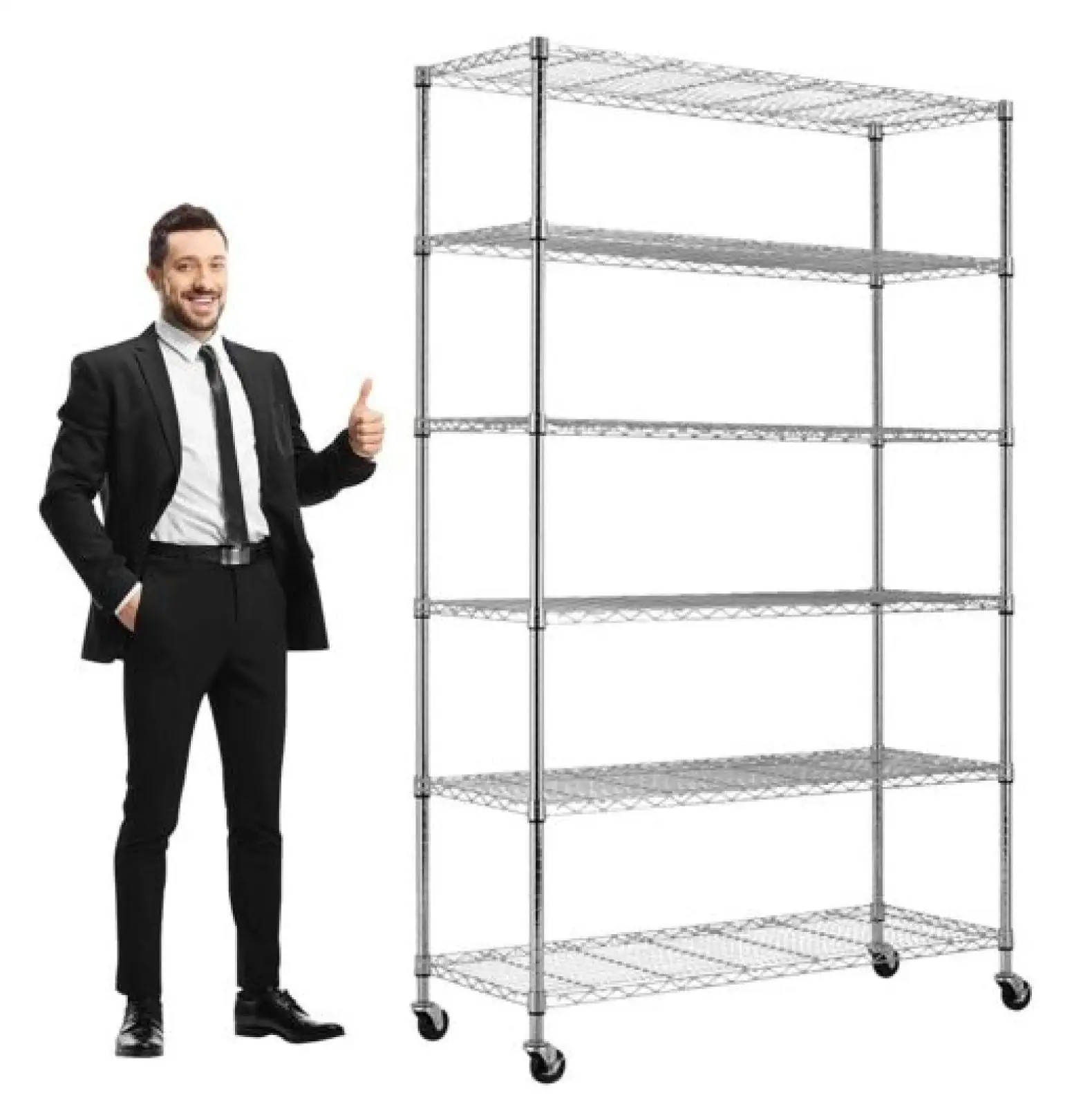 6 Tier Wire Shelving Unit. Heavy Duty Adjustable Metal Shelf Storage Rack Chrome