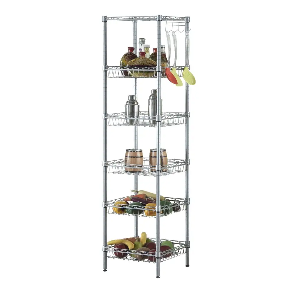 6 Wire Shelving Steel Storage Rack Adjustable Unit Shelves for Laundry Bathroom Kitchen Pantry Closet