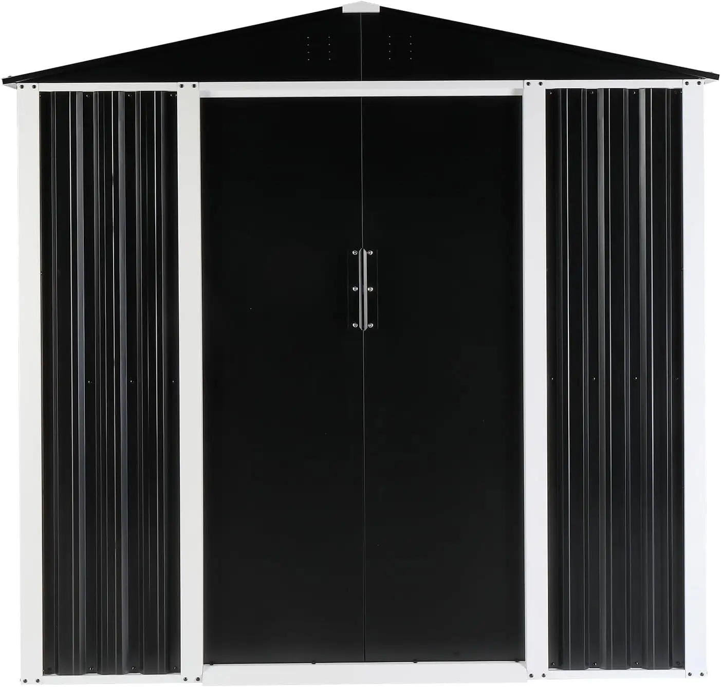 6 x 4 FT Outdoor Storage Shed. Metal Garden Storage House with Double Sliding Doors for Backyard Outdoor Patio. Black