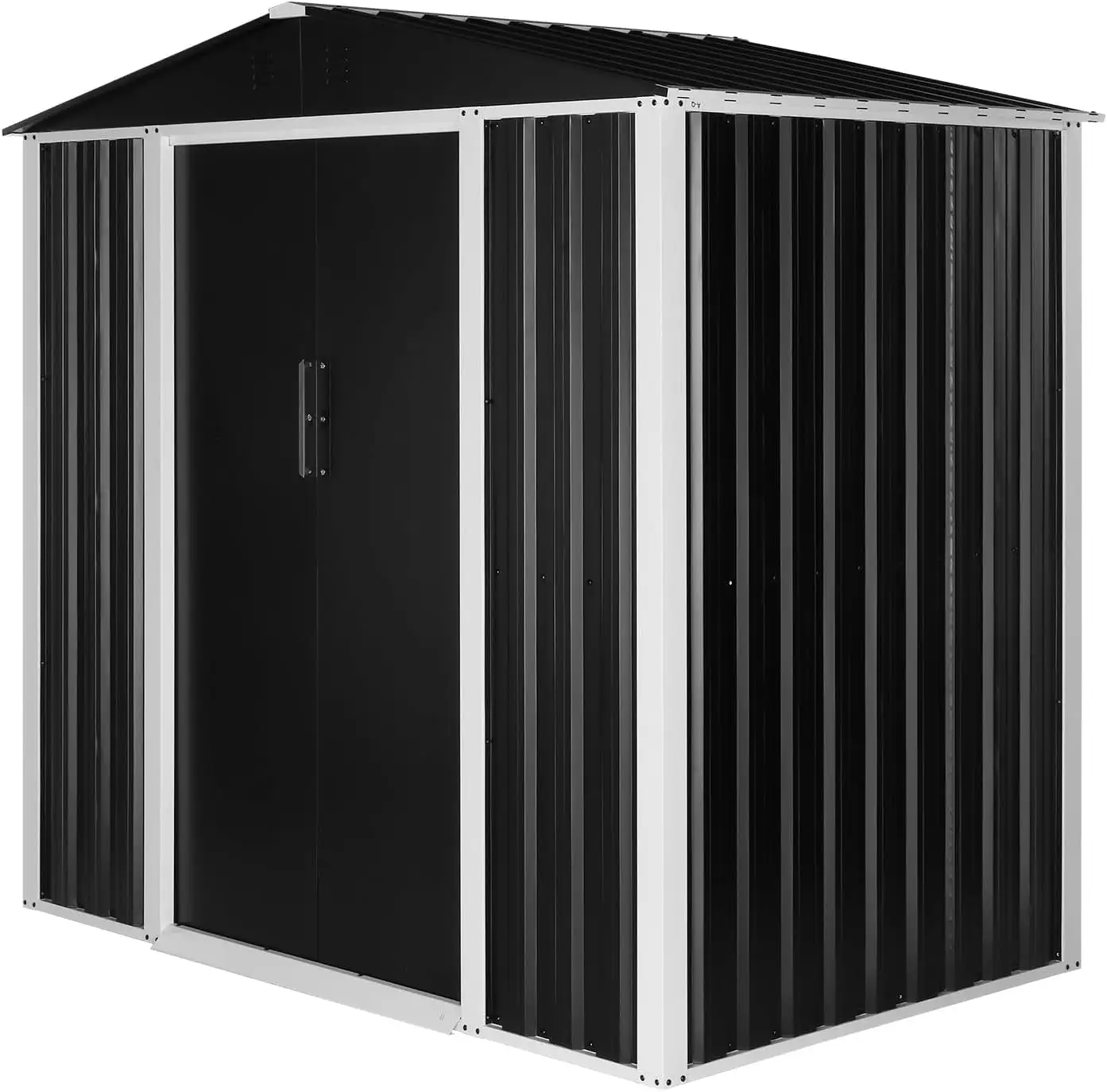 6 x 4 FT Outdoor Storage Shed. Metal Garden Storage House with Double Sliding Doors for Backyard Outdoor Patio. Black