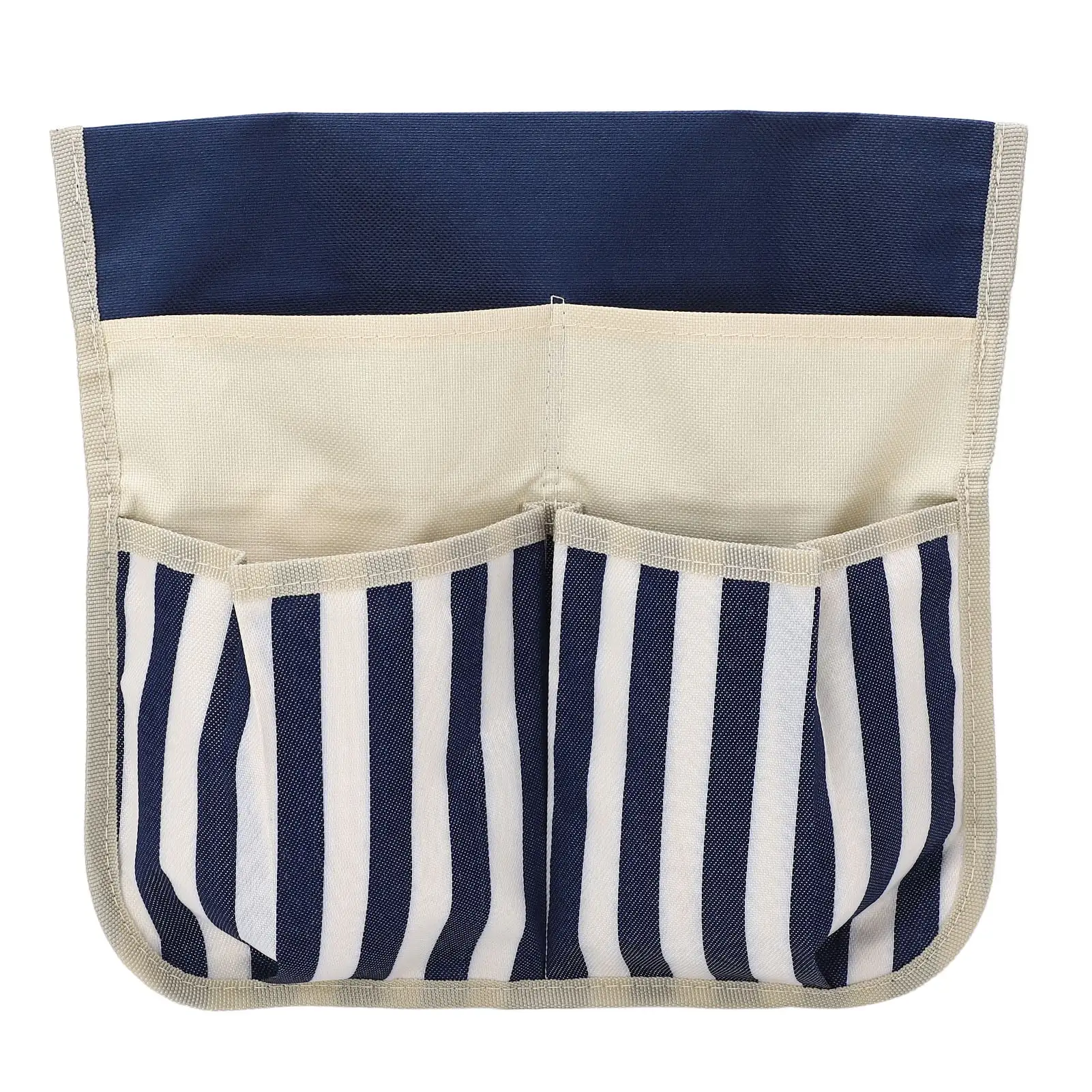 600D Oxford Cloth High Capacity Blue Stripe Garden Bench Bag with Hanging Pocket for Scissors Storage