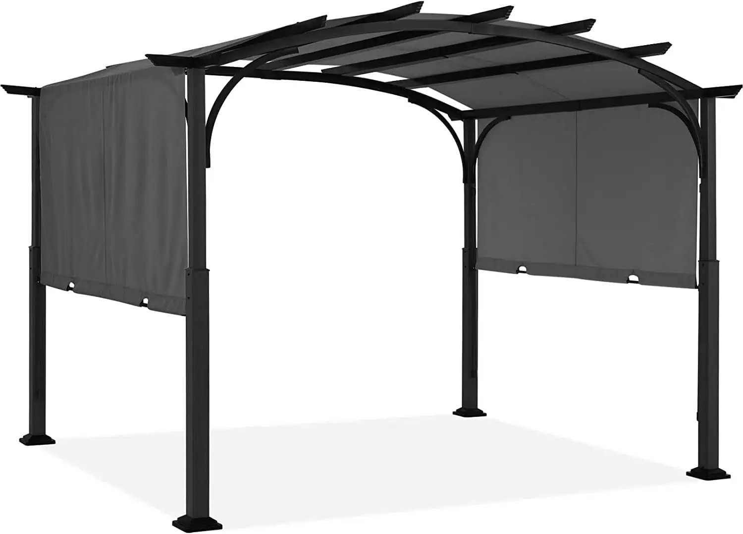 ABCCANOPY 10'x12' Arched Pergola Patio Gazebo with Retractable Sun Shade.DarkGray