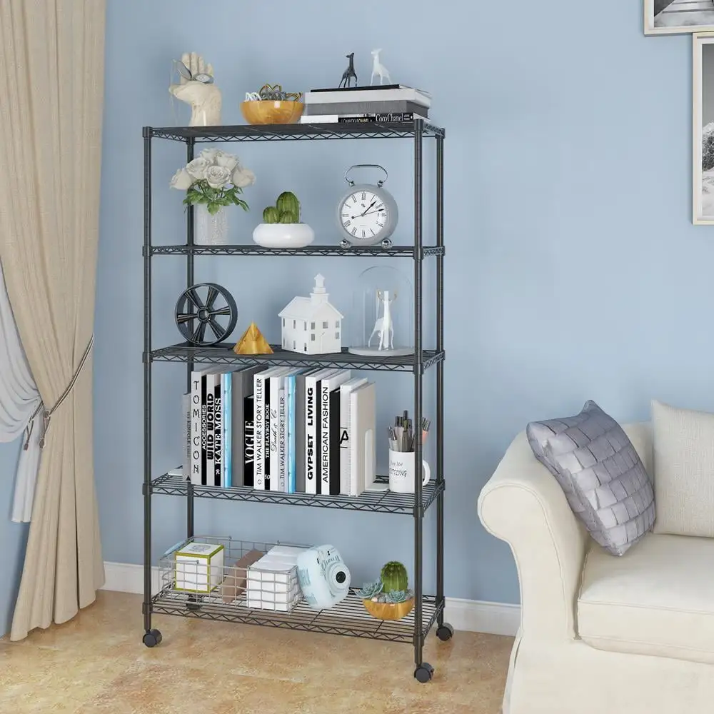 65 5 Tier 4-Tier Wire Storage Shelves Adjustable Shelving Units Metal Rack