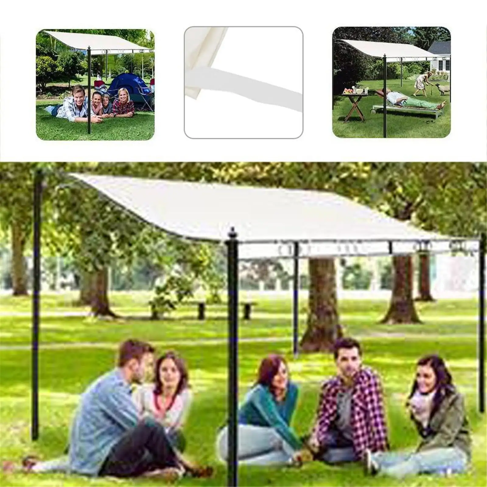 Pompotops Sun Shade Sail Rectangle. Waterproof Garden Patio Awning Canopy Shade Cloth Tent Cover for Patio Backyard Lawn Garden Outdoor Activities. Beach (Beige)