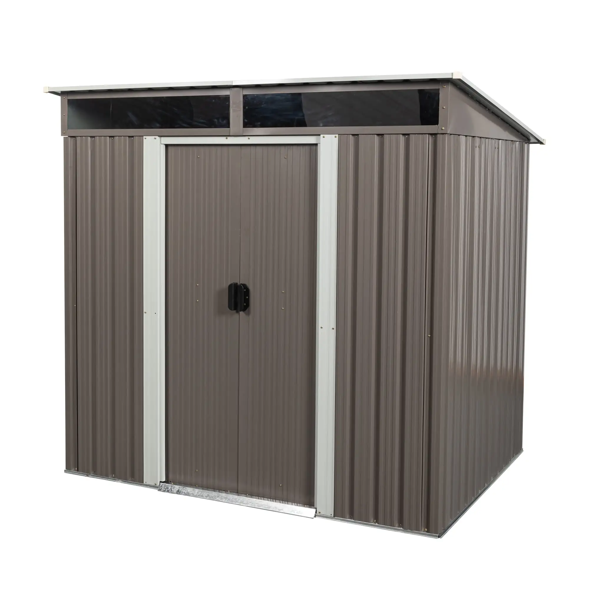 6FT x 5FT Outdoor Metal Storage Shed With Floor Frame Sun Protection Waterproof Storage House With Lockable Sliding Door For Patio Lawn Backyard