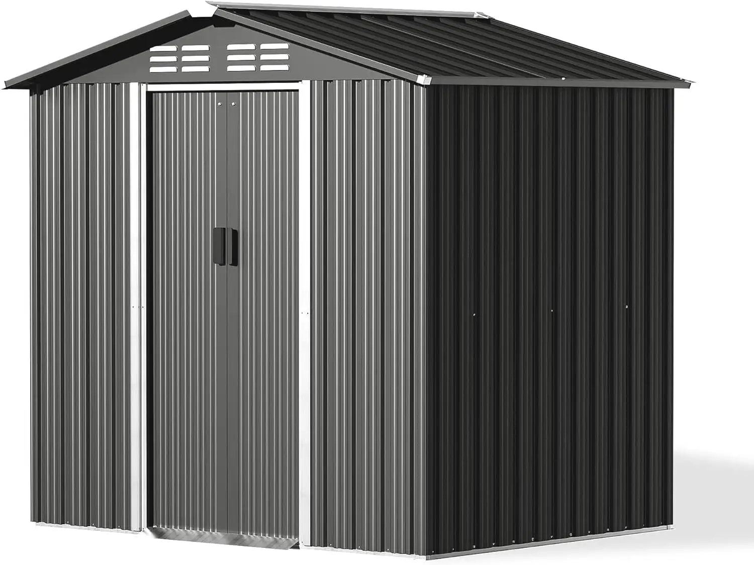 6Ft X 4Ft Metal Storage Shed For Outdoor With Design Of Lockable Slide Doors And Air Vent. Tiny House Utility And Tool Storage For Garden. Backyard. Patio Lawn