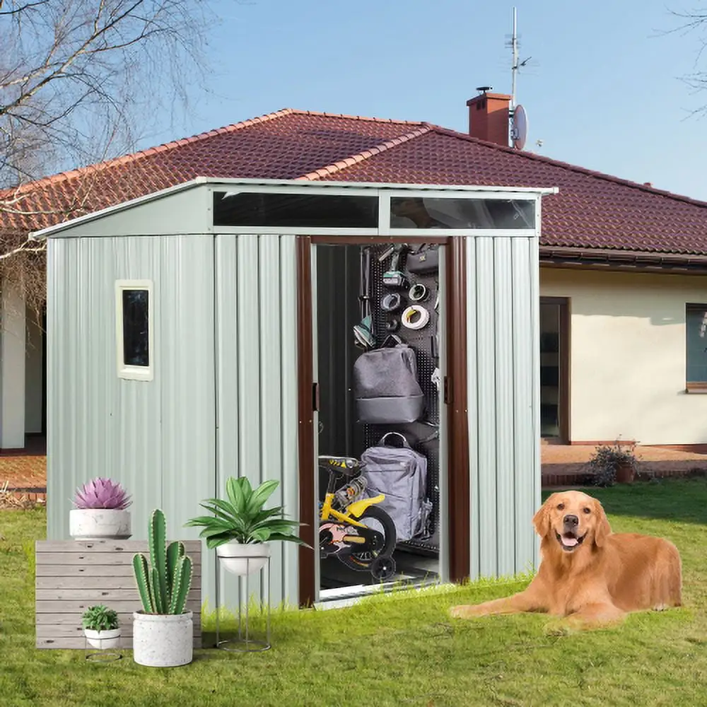 6Ft X 5Ft Outdoor Metal Storage Shed With Window White