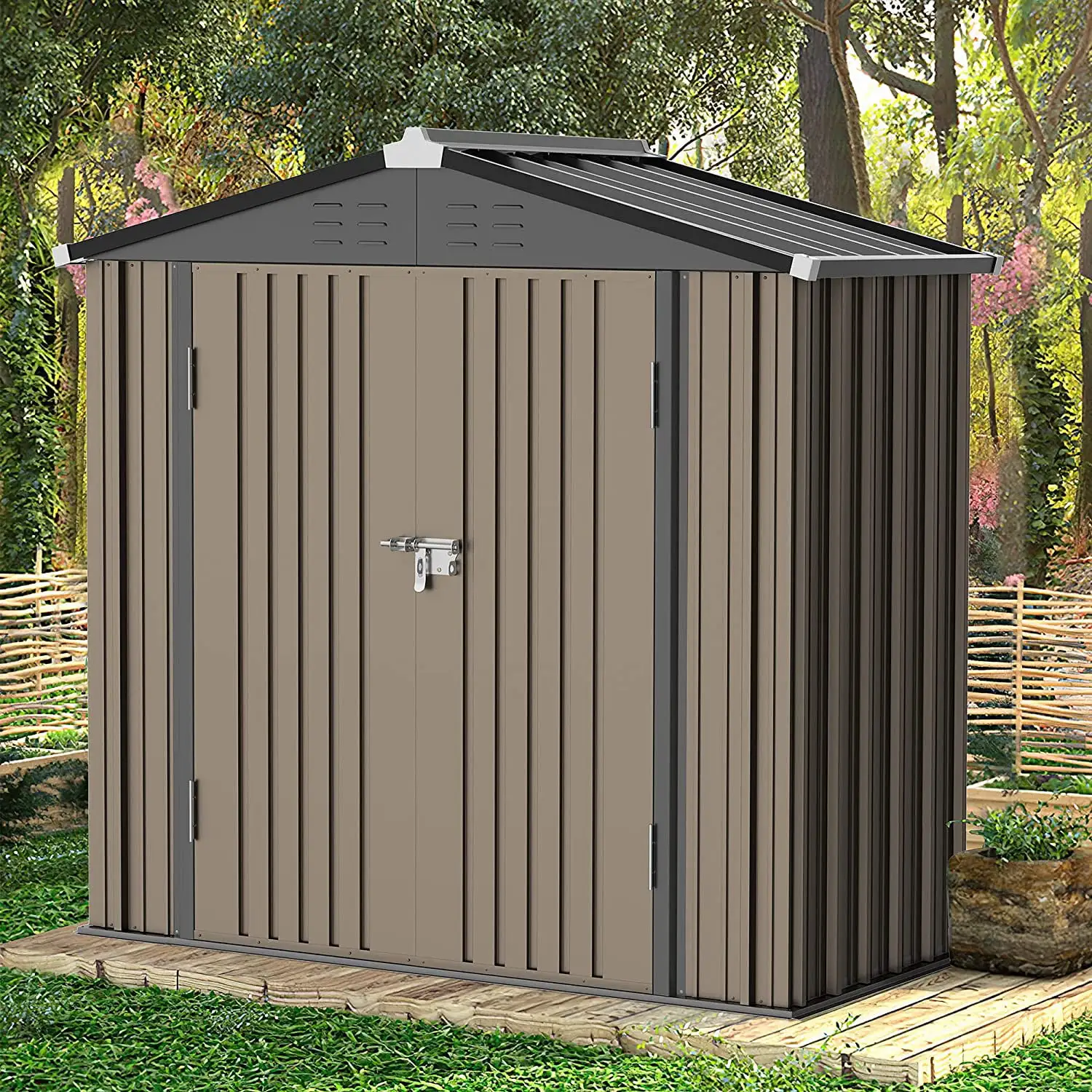 6X4 Garden Shed. Outdoor Storage Shed. Tool Sheds For Backyard. Heavy Duty/Sturdy Brown