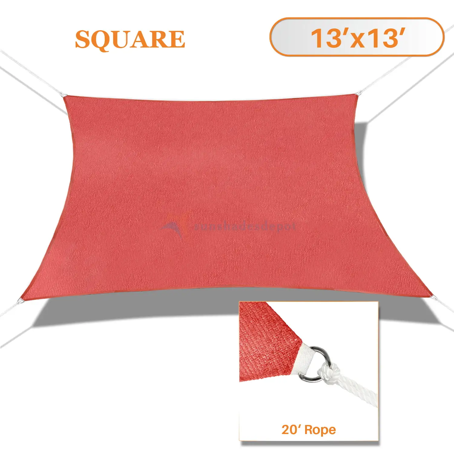 Sunshades Depot 13' x 13' Sun Shade Sail Square Permeable Canopy Red Custom Size Available Commercial Standard