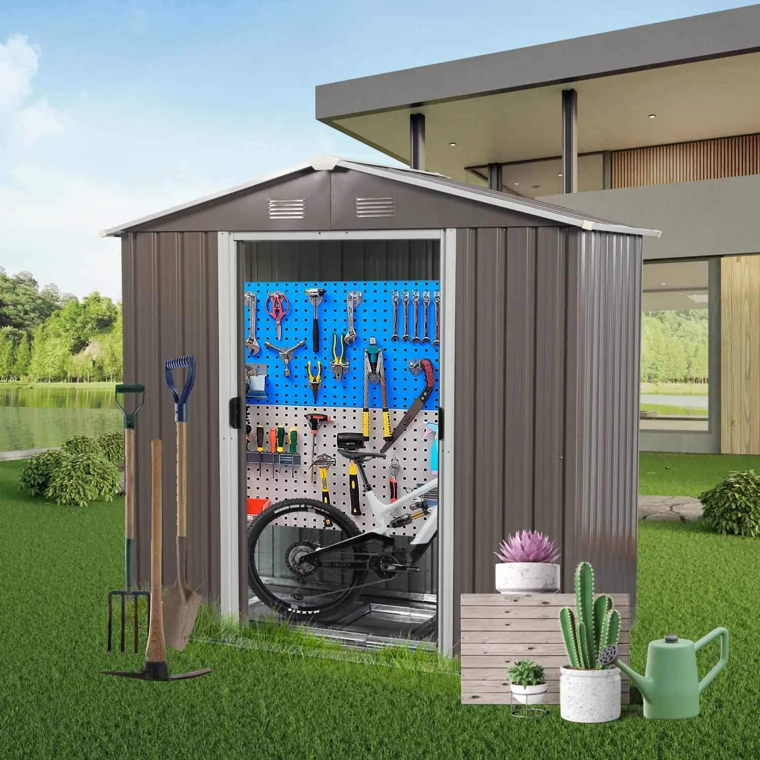 6ft x 4ft Spacious Outdoor Metal Storage Shed for Your Yard Organization Needs