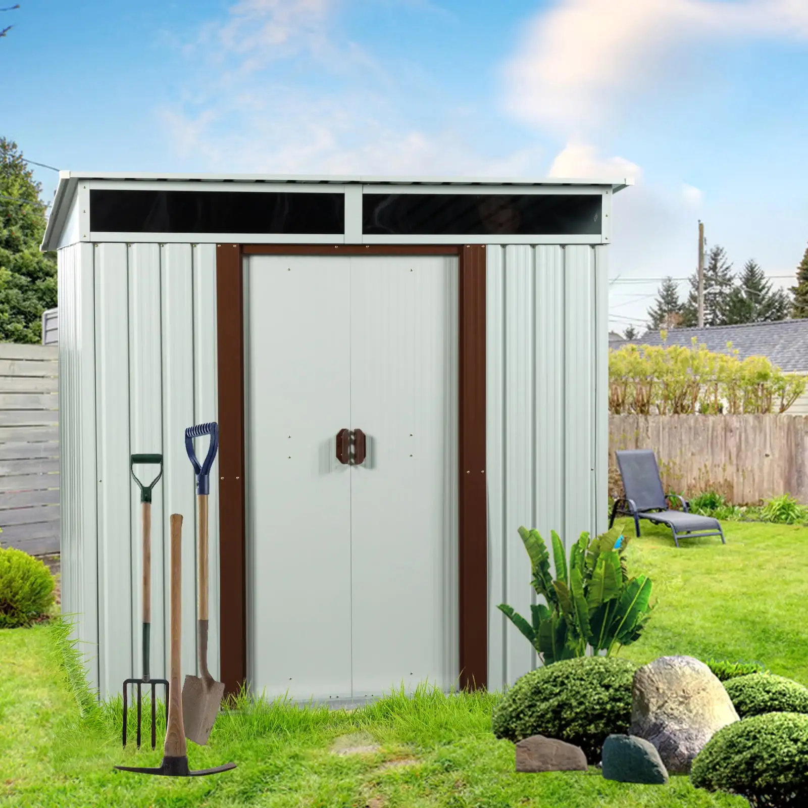 6ft x 5ft Outdoor Metal Storage Shed White 71040