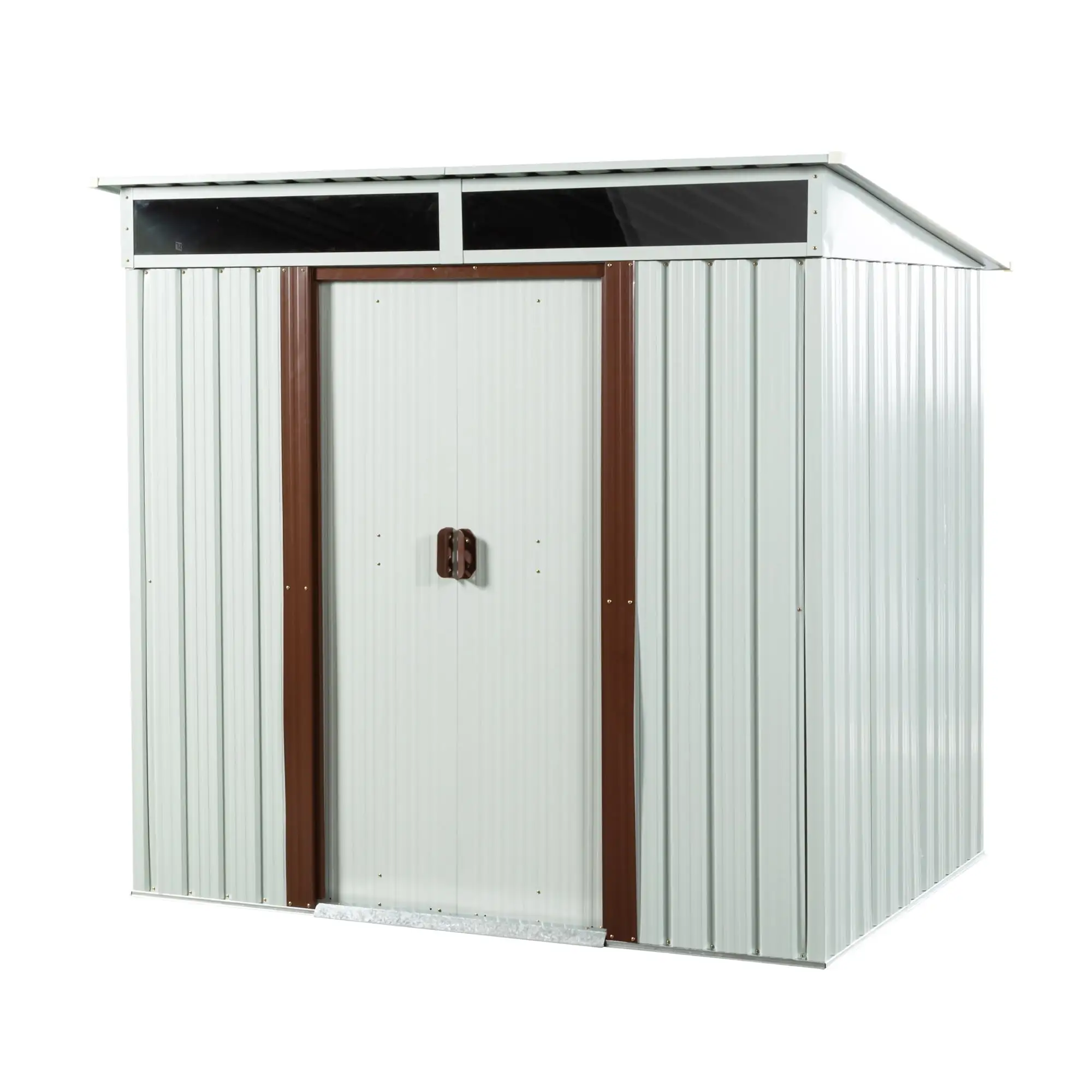 6ft x 5ft Outdoor Metal Storage Shed With Window Lockable Sliding Doors Floor Frame Waterproof Tool Storage House