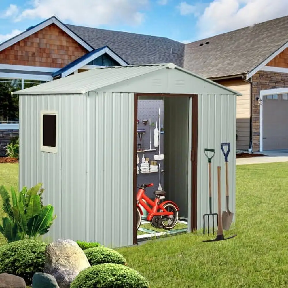 6ft x 5ft Outdoor Metal Storage Shed With window White