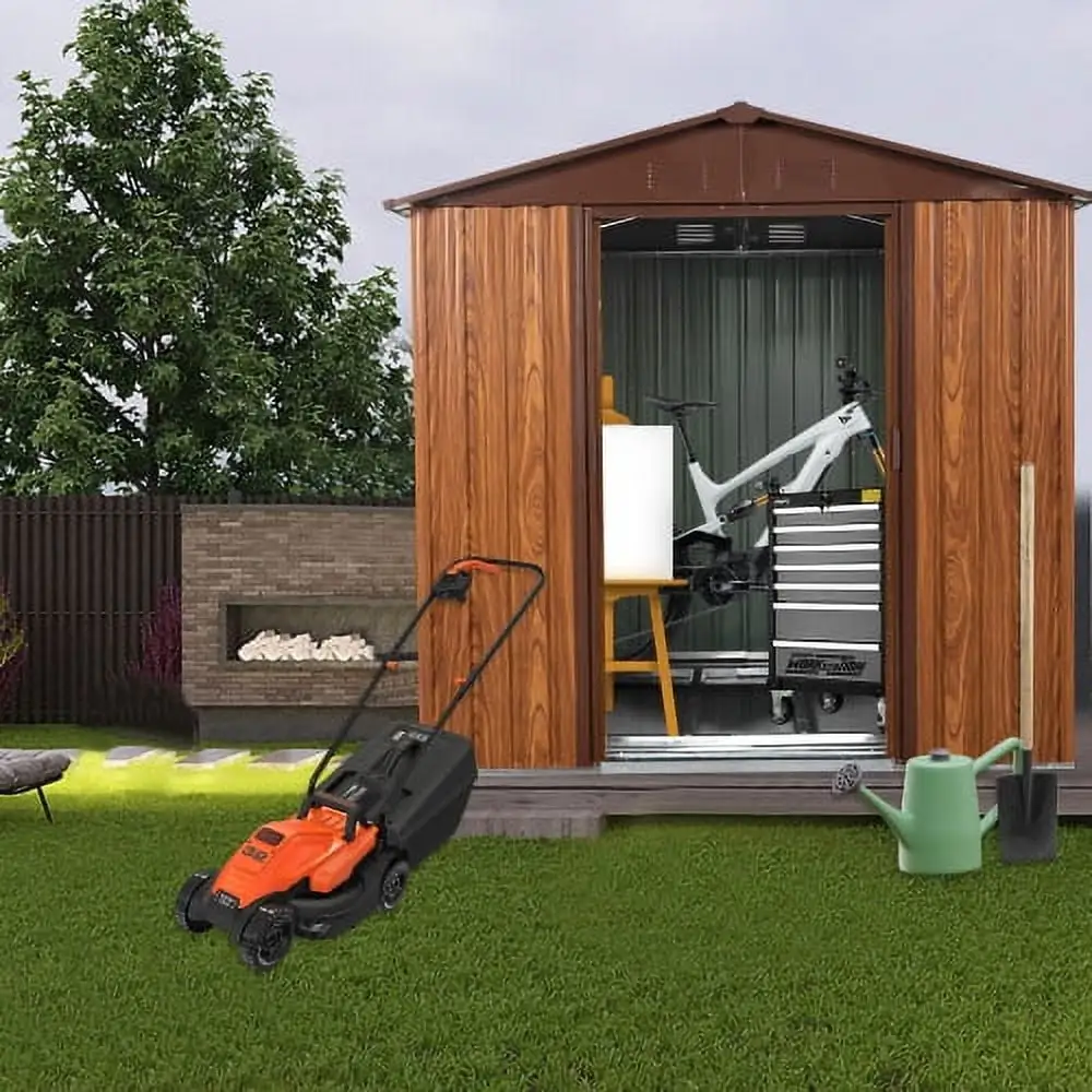 6ft x 6ft Outdoor Metal Storage Shed with Metal Floor Base .With window