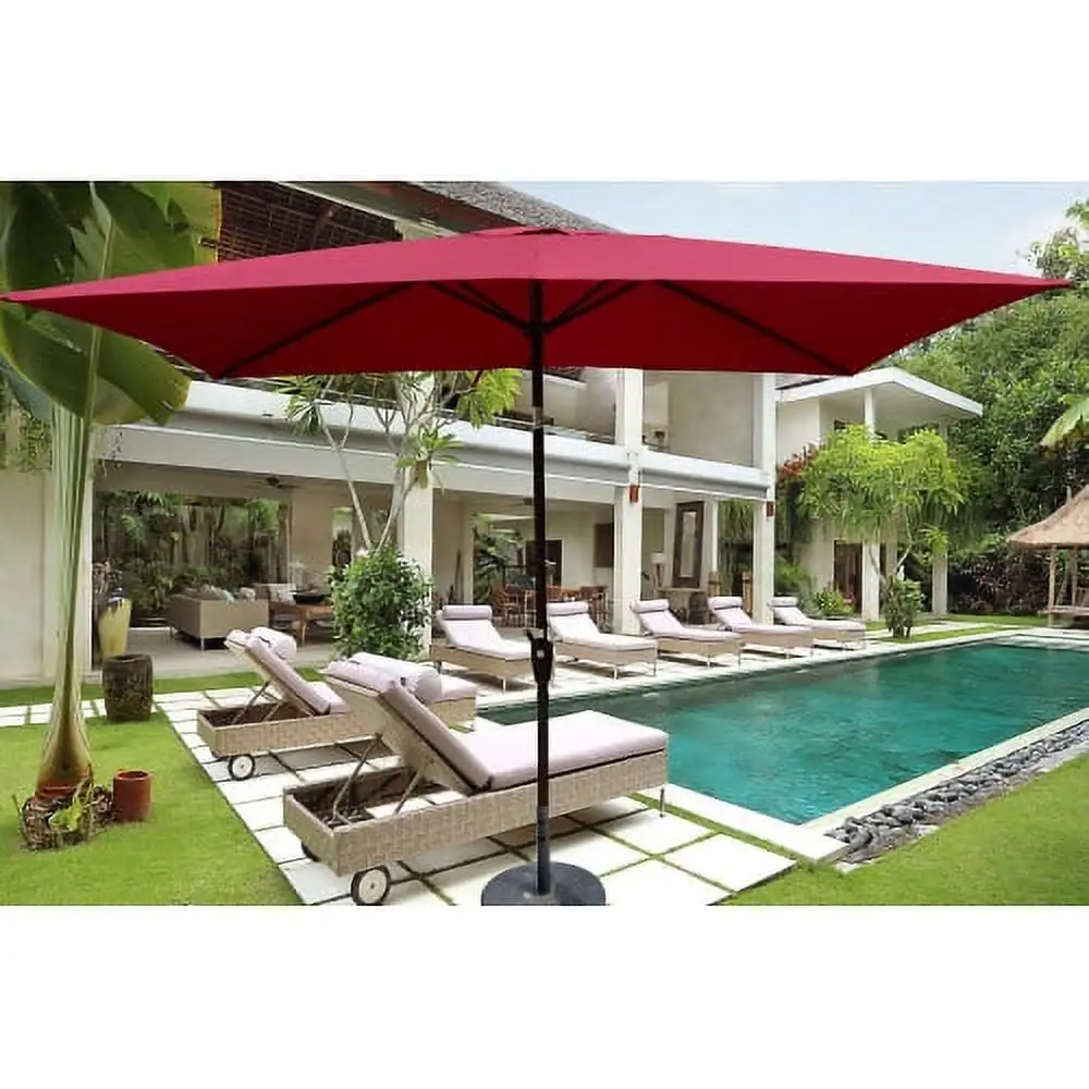 6x9 FT Rectangular Patio Umbrella.Outdoor Waterproof Umbrella with Crank and Push Button Tilt.Aluminum Market Table Umbrella without flap.6 Steel Ribs.Polyester Canopy for Garden Backyard Poolside