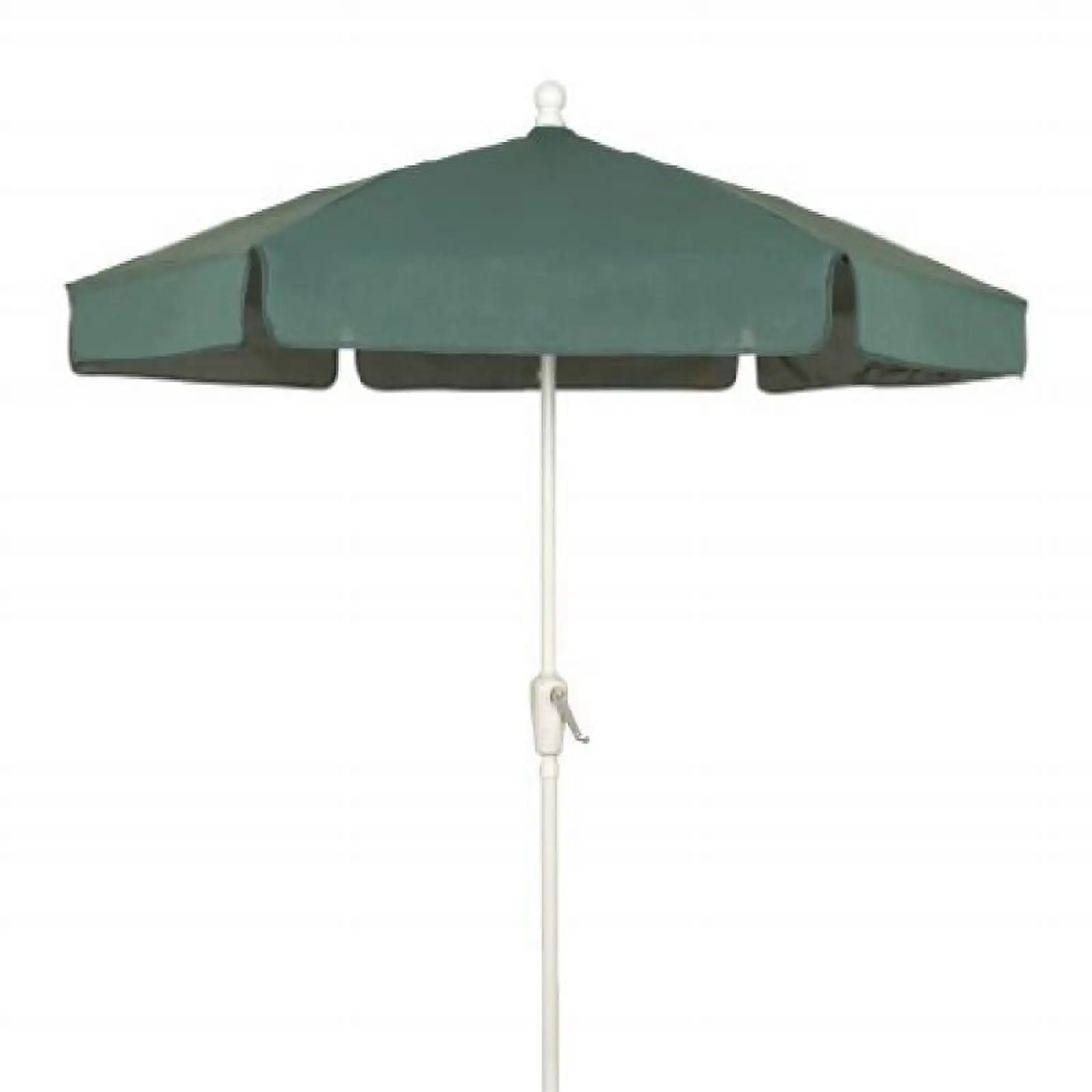 7.5' Hex Home Garden Umbrella 6 Rib Crank White with Forest Green Vinyl Coated Weave Canopy