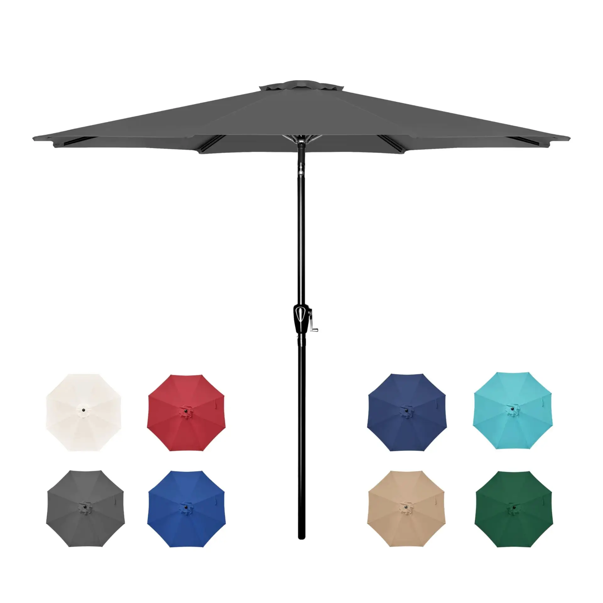 7.5'' Outdoor Patio Umbrella with 6 Stainless Steel Heavy-Duty Ribbed Brackets. Table Umbrella for Yards. Beaches. Gardens. Patios. Square. Cafe. Pools and Decks. Easy Assembly. Without Base. Gray