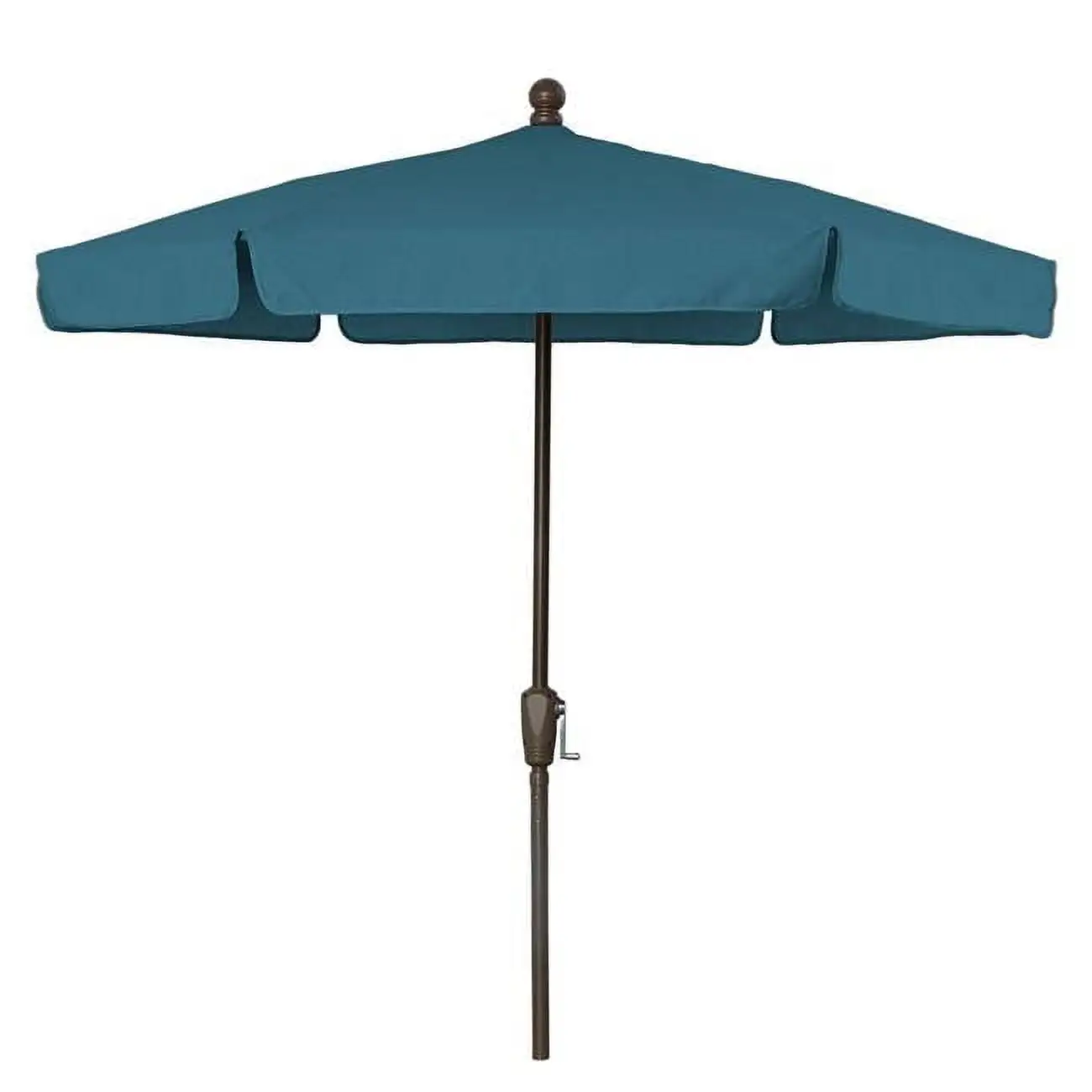 7.5 ft. 6 Rib Crank Champagne Bronze Hex Garden Umbrella with Teal Vinyl Coated Weave Canopy