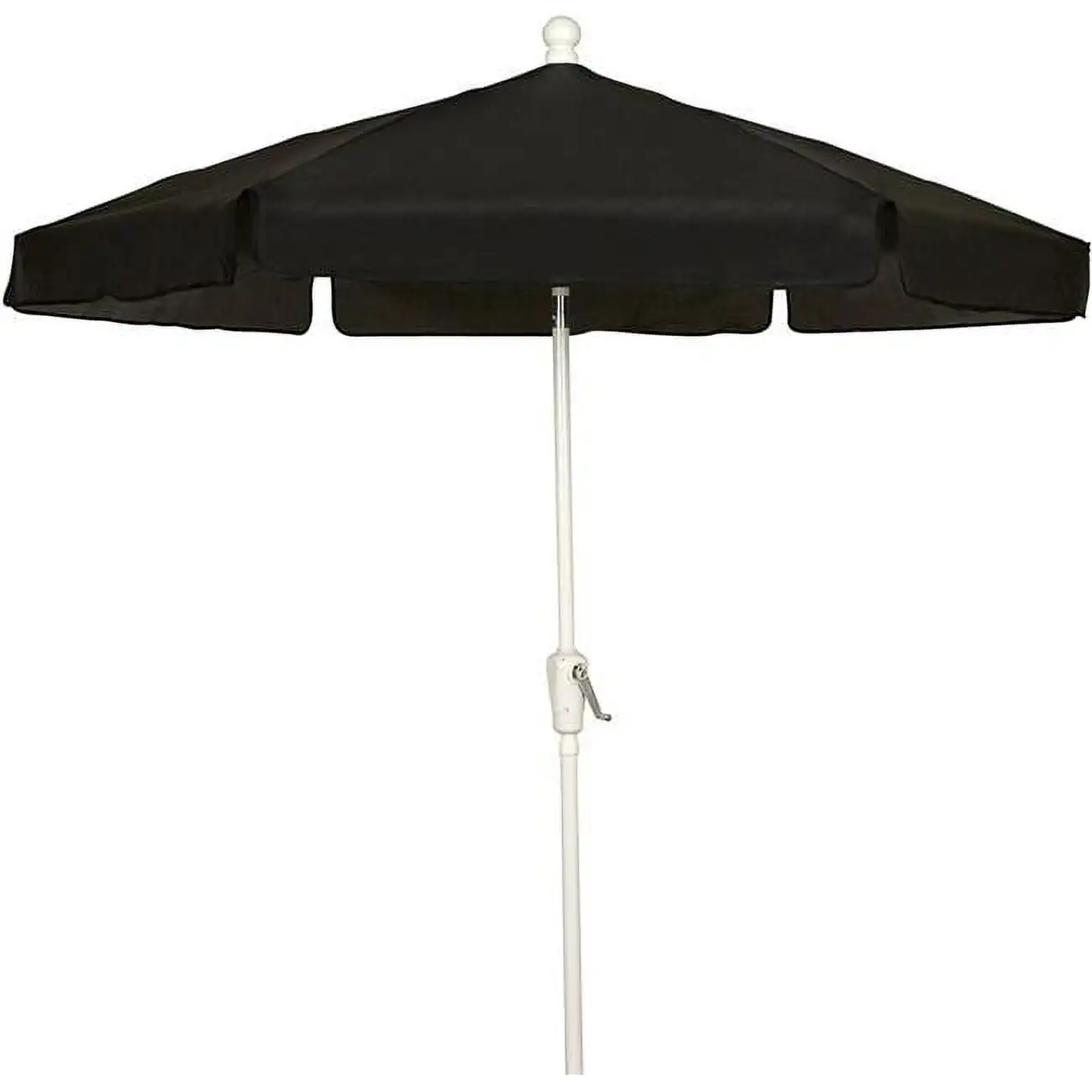 7.5 ft. 6 Rib Crank White Hex Garden Umbrella with Black Vinyl Coated Weave Canopy