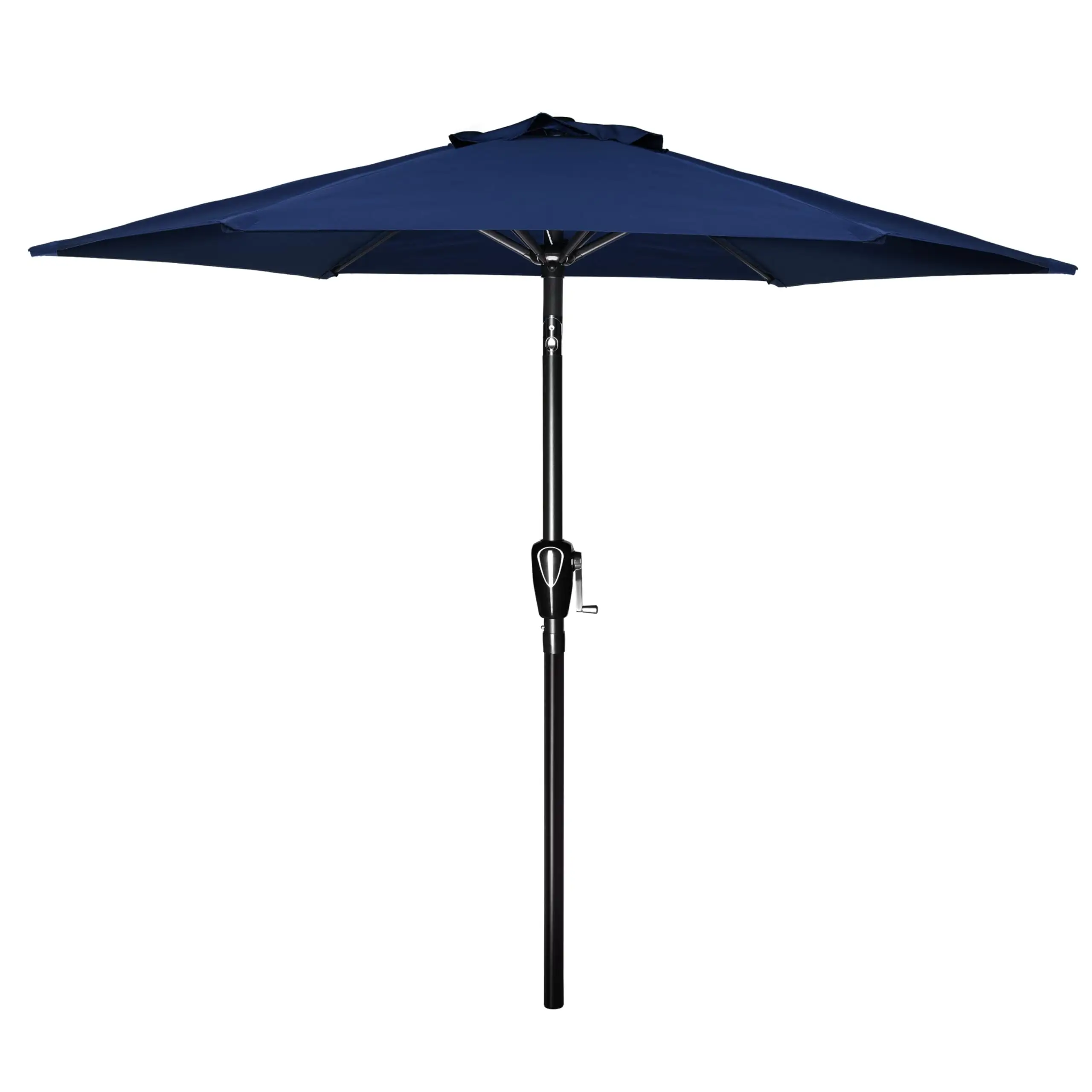 7.5ft Patio Outdoor Table Market Yard Umbrella with Push Button Tilt/Crank. 6 Sturdy Ribs for Garden. Deck. Backyard. Pool. Dark Blue