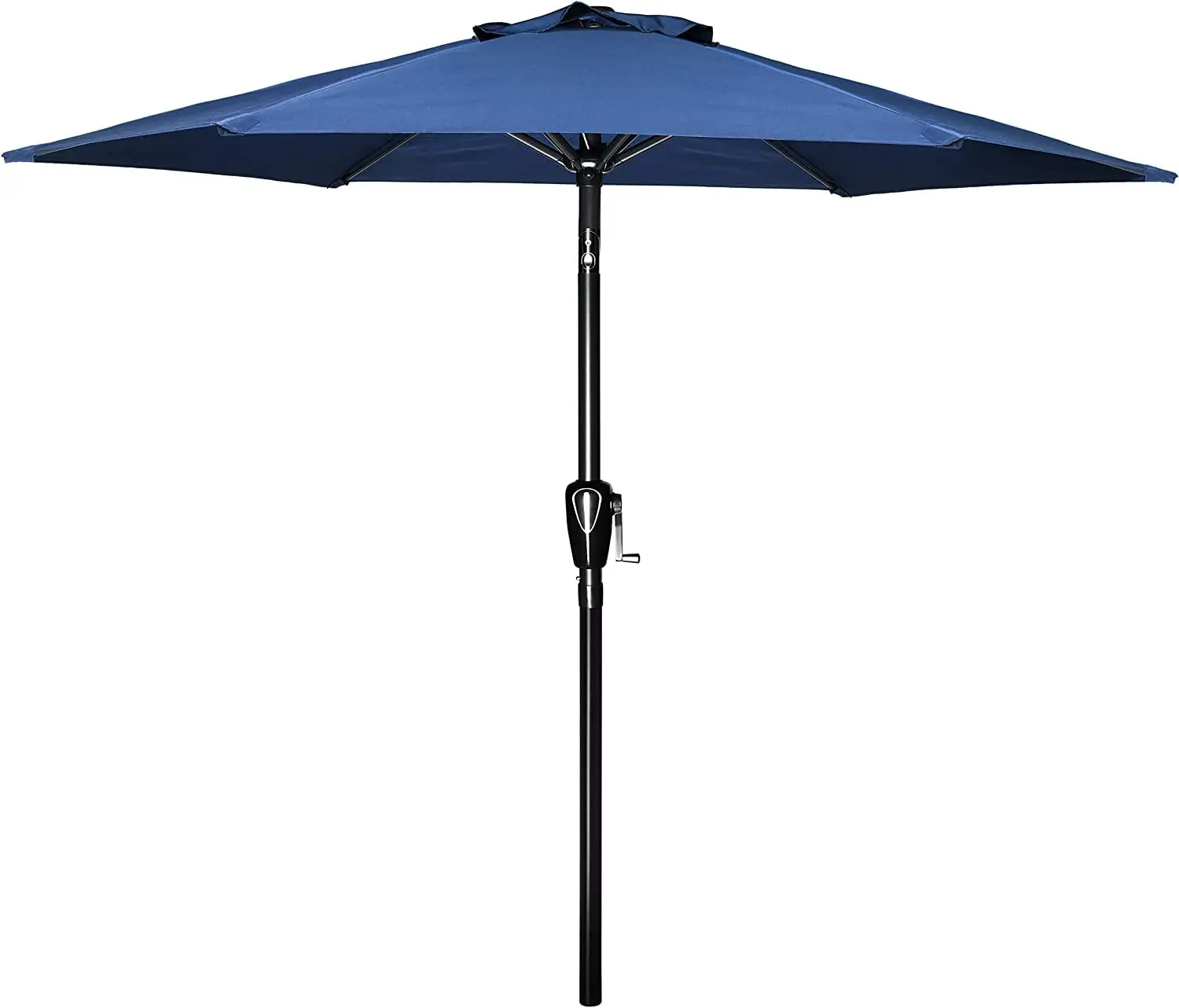 7.5ft Patio Umbrella Market Table Umbrella with 6 Sturdy Ribs. Push Button Tilt/Crank Outdoor Umbrella for Garden. Deck. Backyard. Pool and Beach. Blue