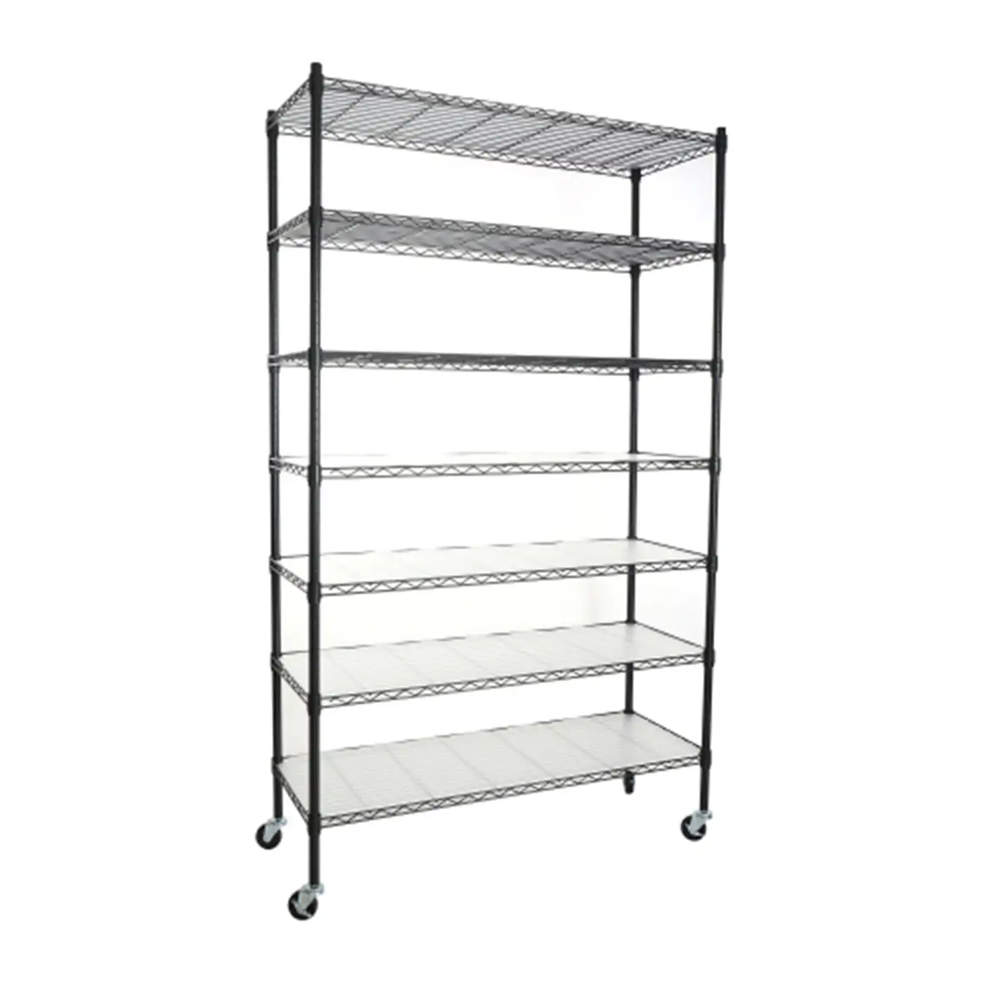 7 Tier Wire Shelving Unit. 2450 LBS NSF Height Adjustable Metal Garage Storage Shelves with Wheels. Heavy Duty Storage Wire Rack Metal Shelves for Closet Kitchen Garage Basement. Black