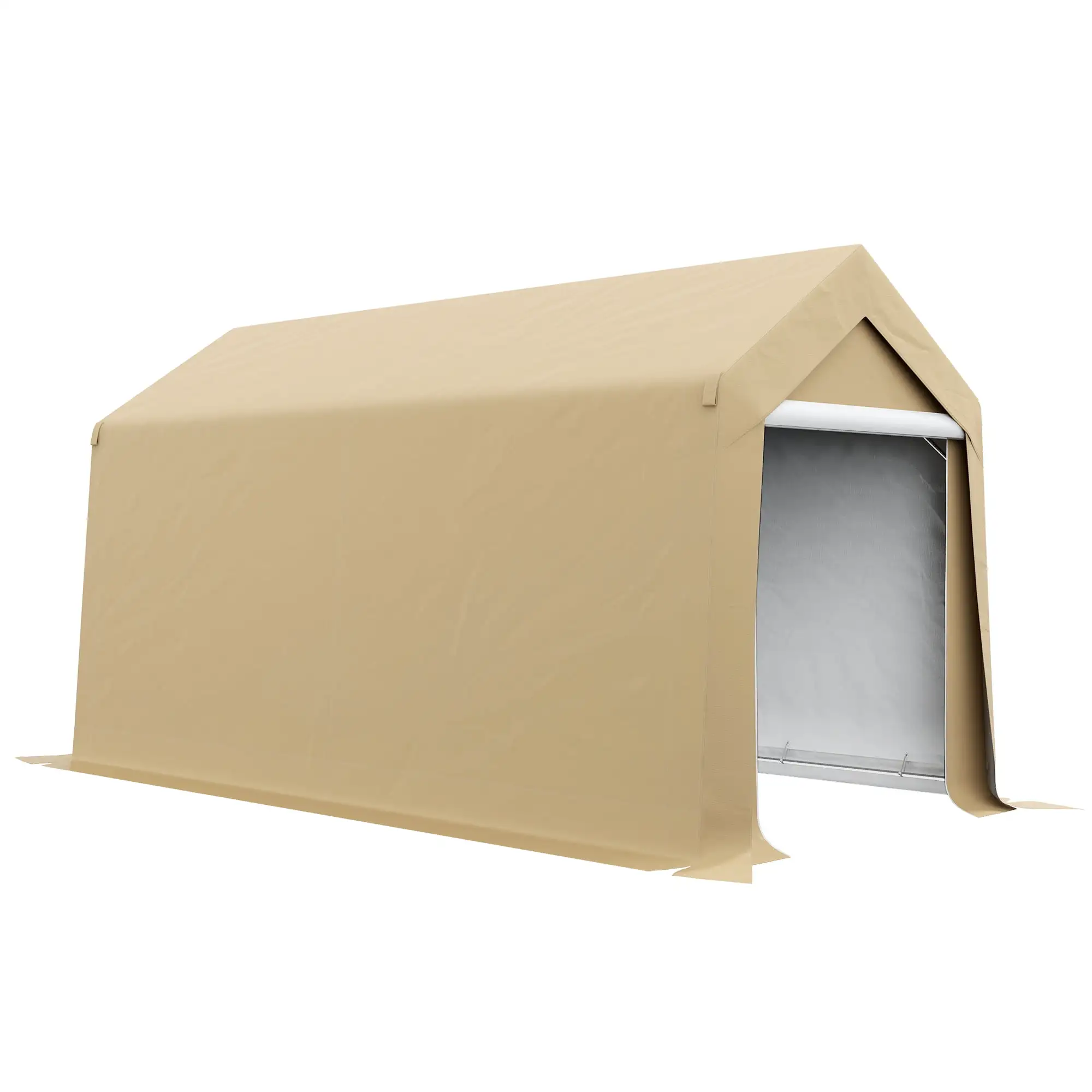 7' X 12' Garden Storage Tent. Heavy Duty Outdoor Shed. Waterproof Portable Shed Storage Shelter With Ventilation Window And Large Door For Bike. Motorcycle. Garden Tools. Beige