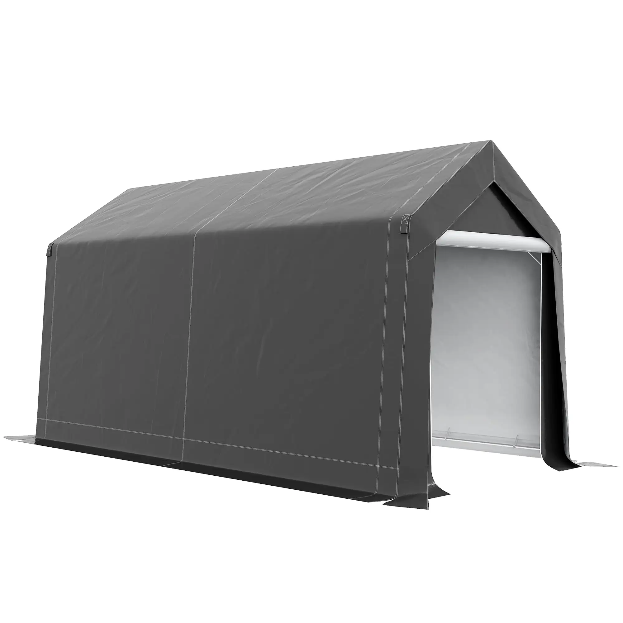 7' X 12' Garden Storage Tent. Heavy Duty Outdoor Shed. Waterproof Portable Shed Storage Shelter With Ventilation Window And Large Door For Bike. Motorcycle. Garden Tools. Gray