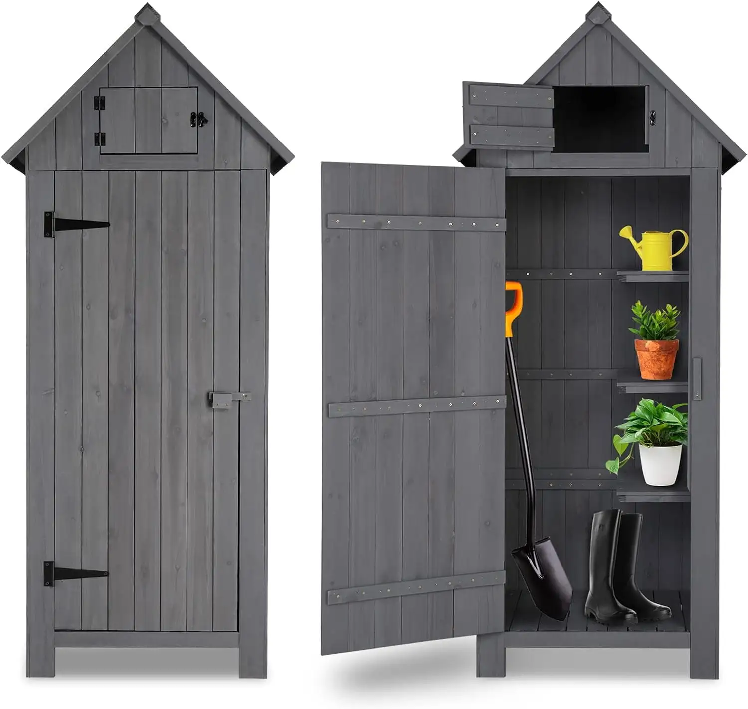 70 Outdoor Storage Cabinet. Garden Wood Tool Shed. Outside Wooden Shed Closet. Outside Tools Cabinet for Backyard. Garden Storage Shed. Outside Shed. Outside Tools Cabinet for Backyard Dark Gray