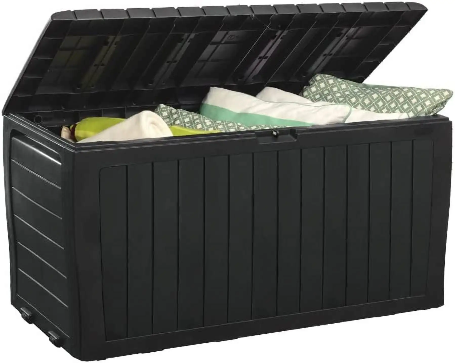 71 Gallon Resin Deck Box - For Patio Furniture Outdoor Cushions. Throw Pillows. Gardening Tools and Pool Toys Organization and Storage. Dark Gray