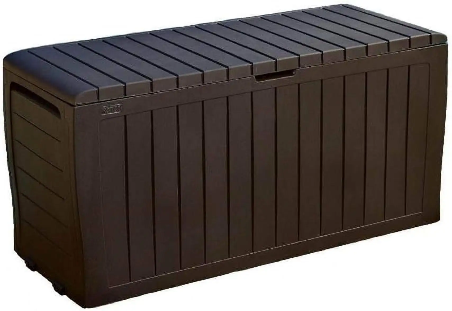 71 Gallon Resin Deck Box-Organization and Storage for Patio Furniture Outdoor Cushions. Throw Pillows. Garden Tools and Pool Toys. Brown