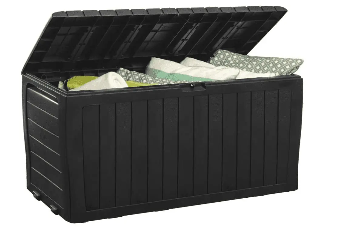 71 Gallon Resin Deck Box-Organization and Storage for Patio Furniture Outdoor Cushions. Throw Pillows. Garden Tools and Pool Toys. Dark Grey