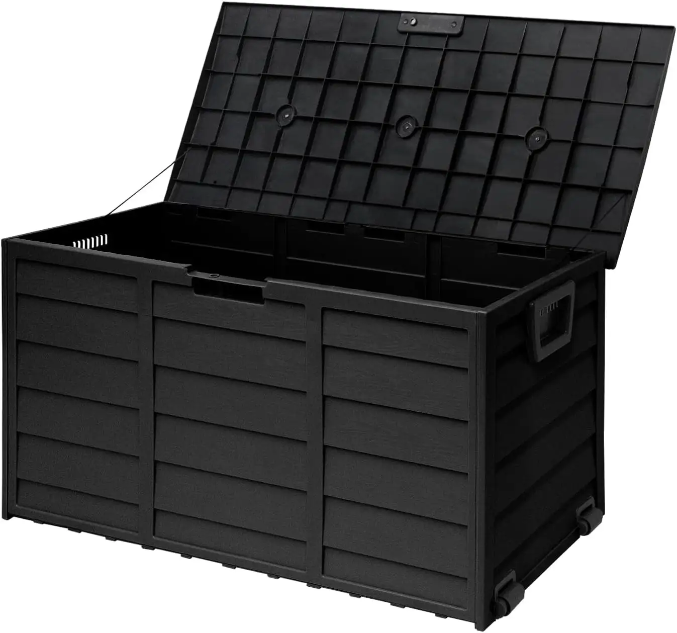 75 Gallon Outdoor Deck Storage Box. Patio Resin Deck Storage Container. Store Cushion Toys And Sundry Things (Black)