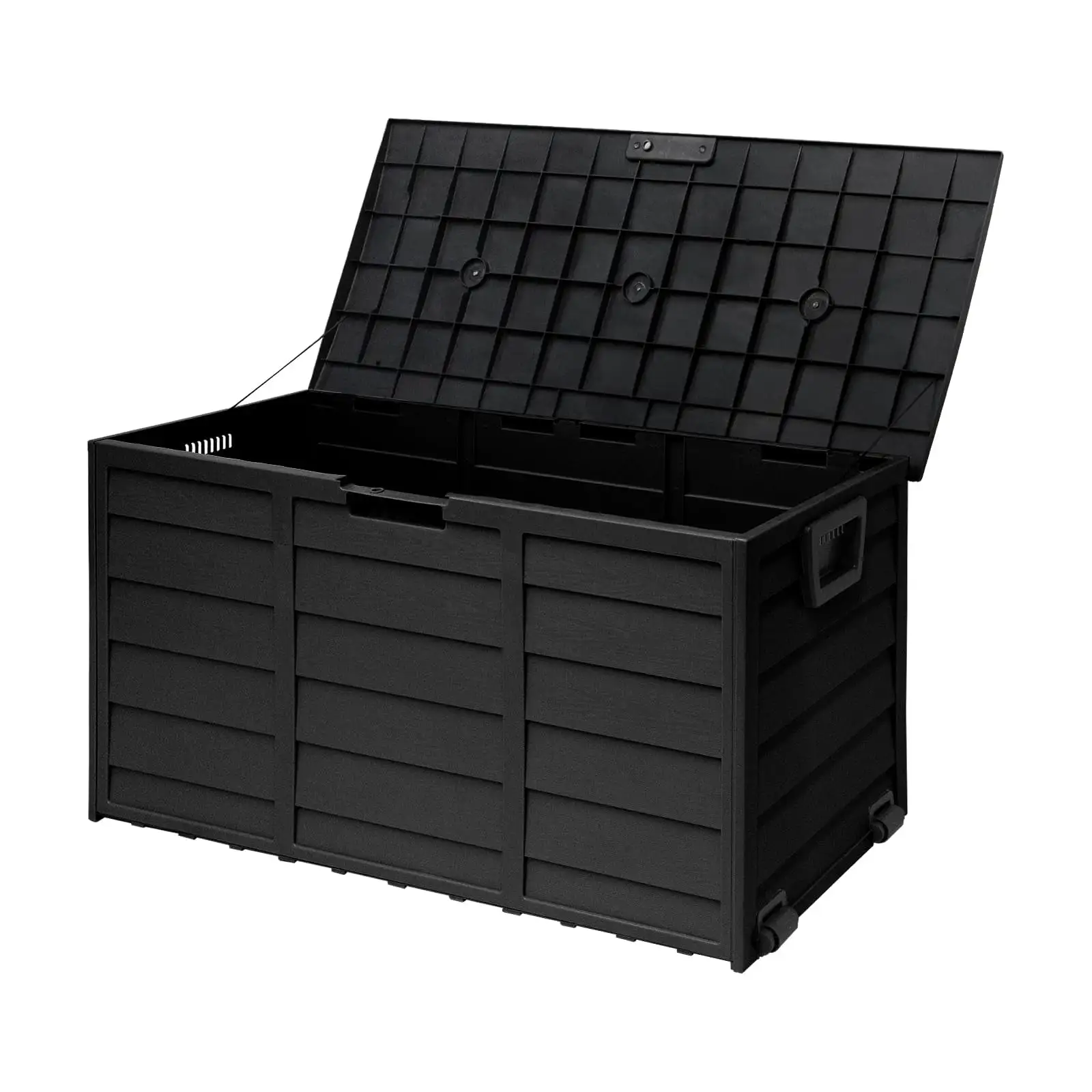 75 Gallon Outdoor Deck Storage Box. Patio Resin Deck Storage Container. Store Cushion Toys and Sundry Things (Black)