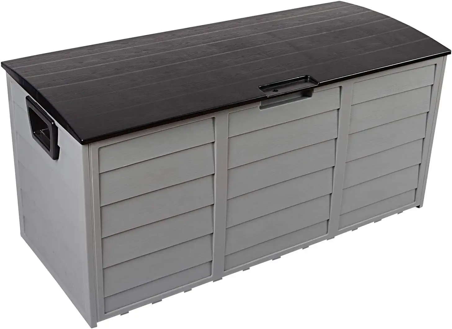 75 Gallon Resin Deck Box. Waterproof Outdoor Storage Box with Wheels. Lockable Lid and Handles. Large Deck Storage for Outdoor Gear. Patio Furniture Cushion. Gardening Tools. Black