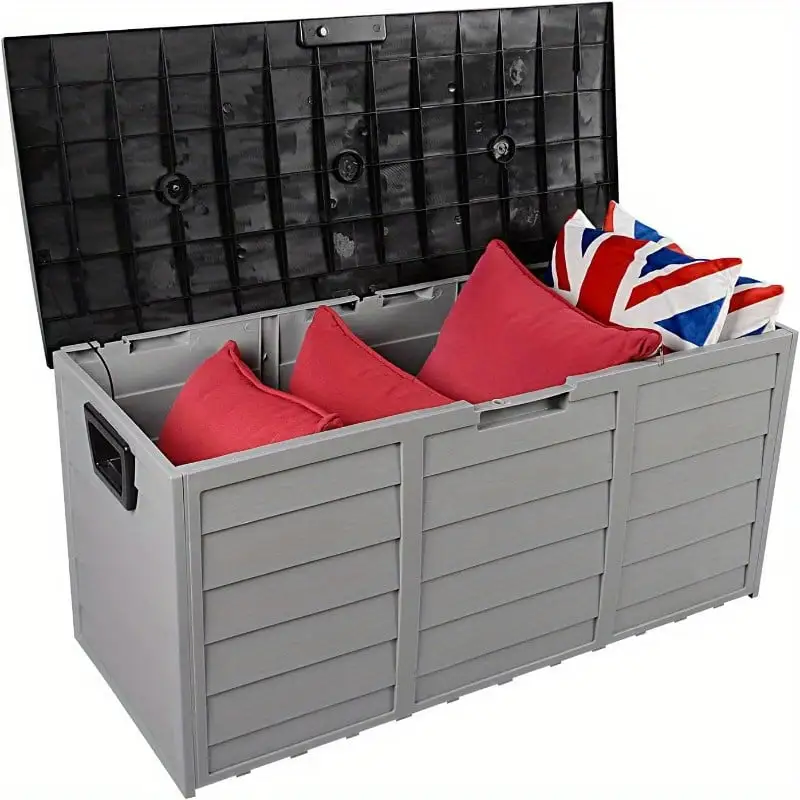 75gal 260L Outdoor Garden Plastic Storage Deck Box Chest Tools Cushions Toys Lockable Seat