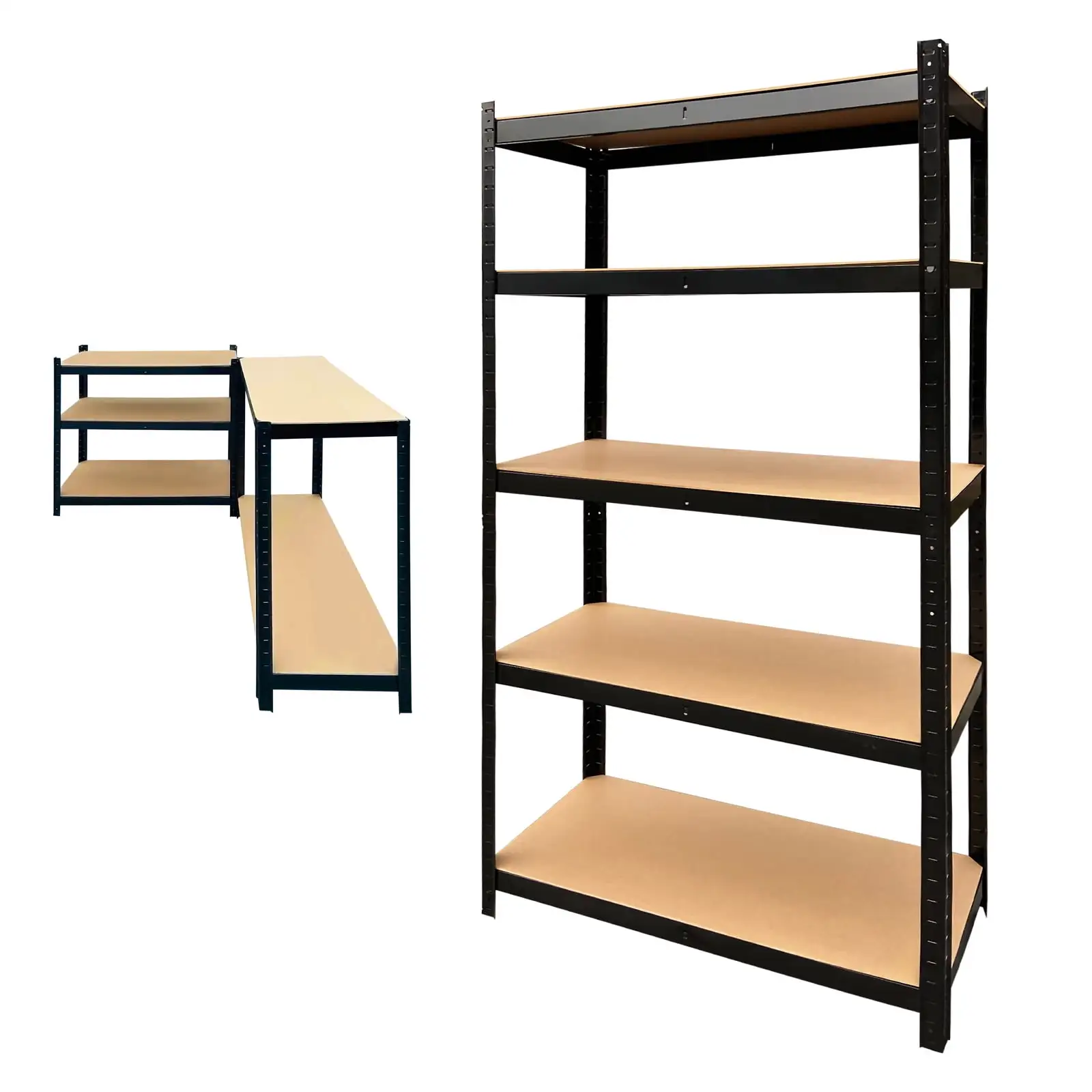 77in Storage Shelves. 5-Tier Garage Metal Frame Shelving Unit Anti-Slip Feet. Multi-Use Storage Rack for Home/Office/Dormitory/Garage. Adjustable Height Bolt-Free Easy Installation. Black