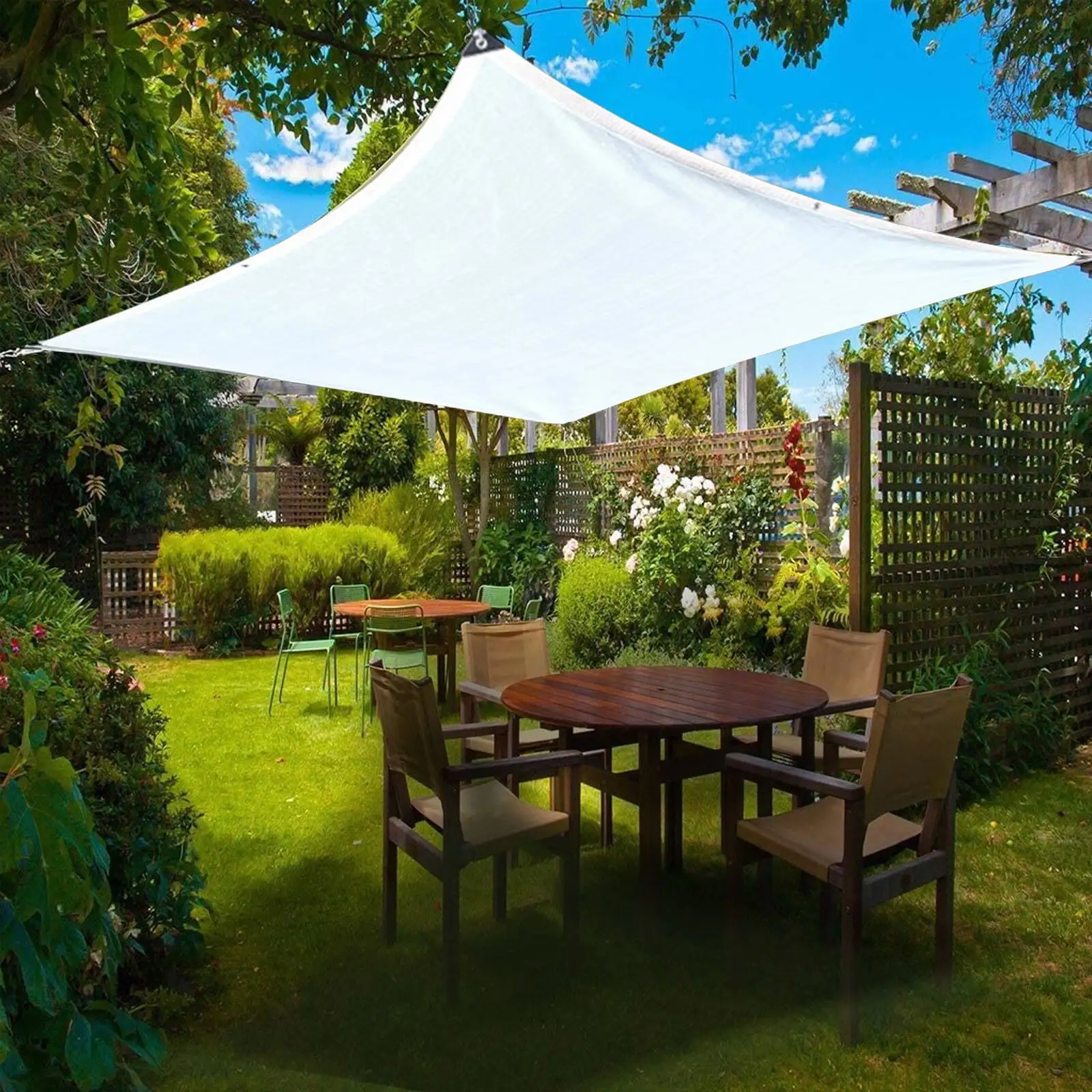 78??78??0.78Inch Outdoor Shade Fabric. Pergola. Deck and Backyard Patio Shade with UV Protection. Heat Resistant HDPE Material and Reinforced Grommets (White)