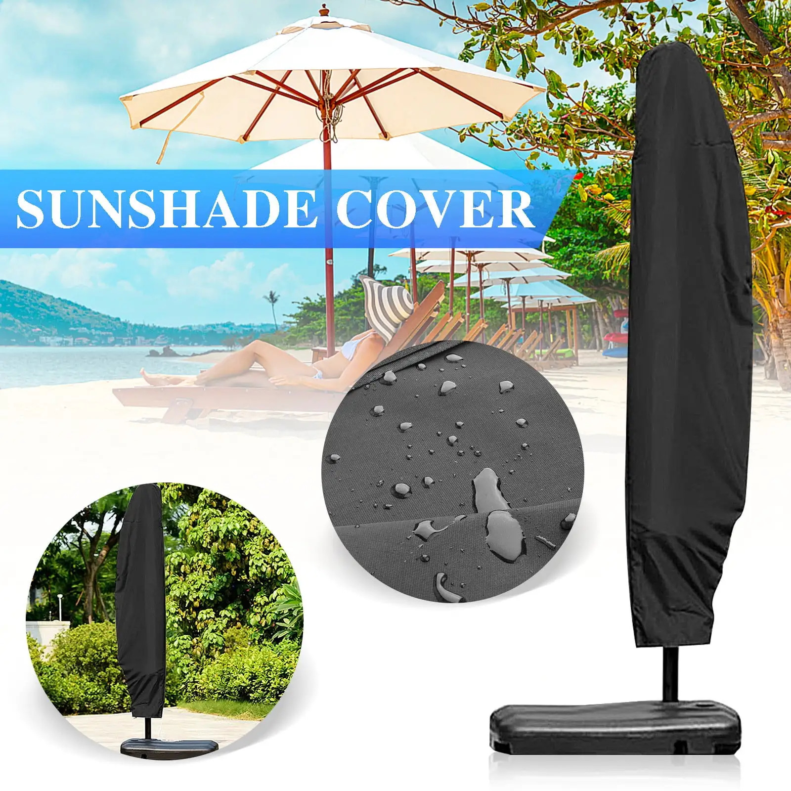 BadyminCSL Patio Umbrella Cover Waterproof Outdoor Offset Market Umbrella Parasol Covers